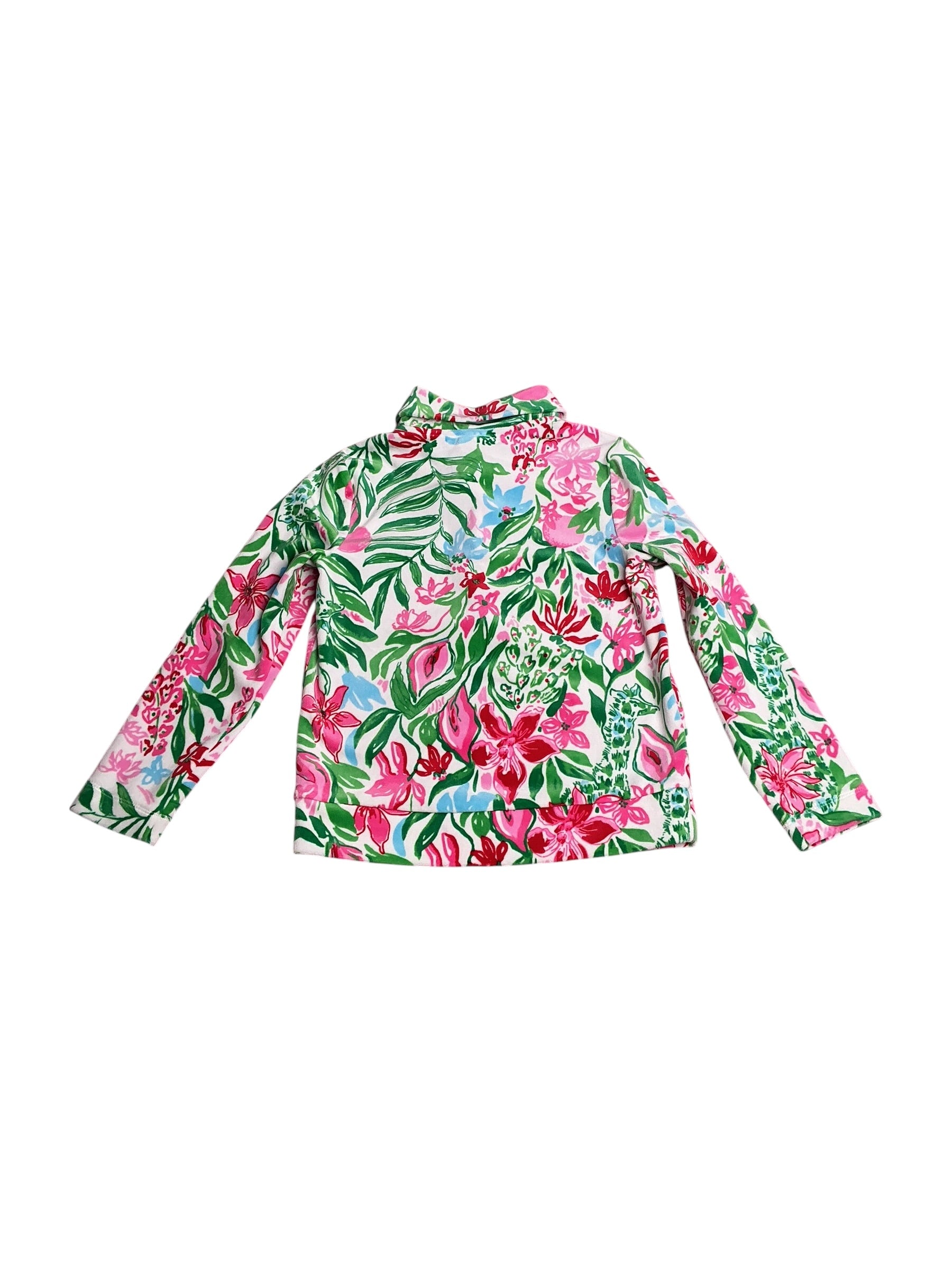 Lilly Pulitzer- Girls Mini Eleni Velour Pullover Multi Glowing Gardens Size L(8-10)
