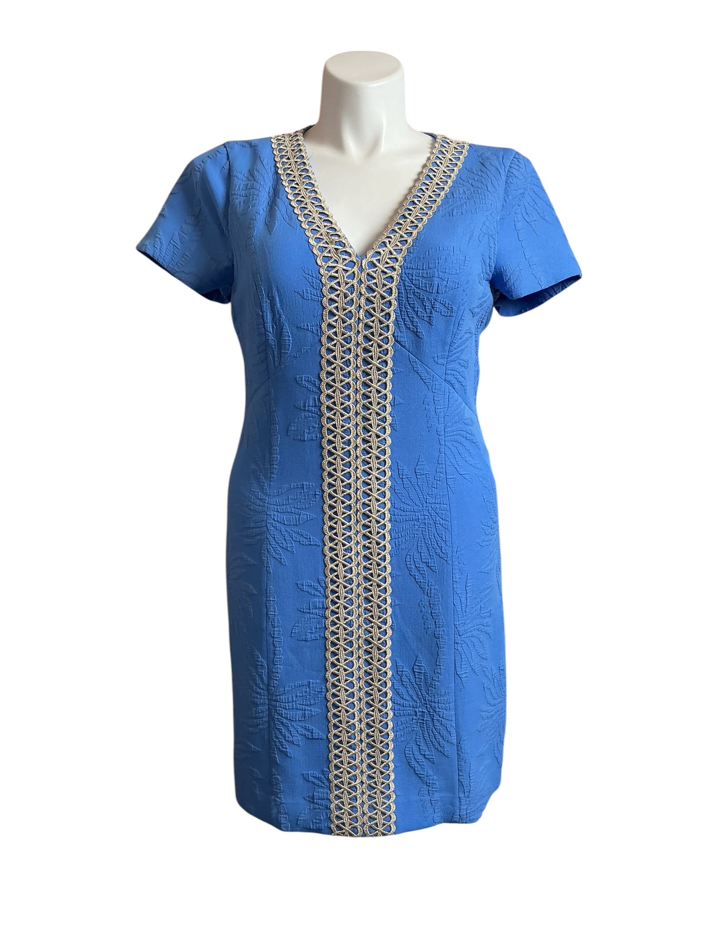 Lilly Pulitzer NWT Stretch Shift Dress Bennet Blue Palm ParadisePucker Jacquard - Size 12