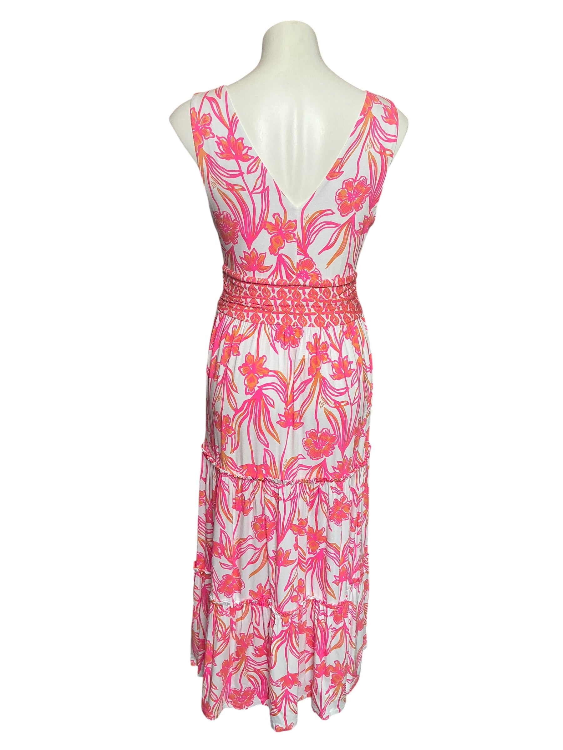 Lilly Pulitzer NWT Skylar Midi Dress Resort White Lovely Long Stems Engineered - Size M