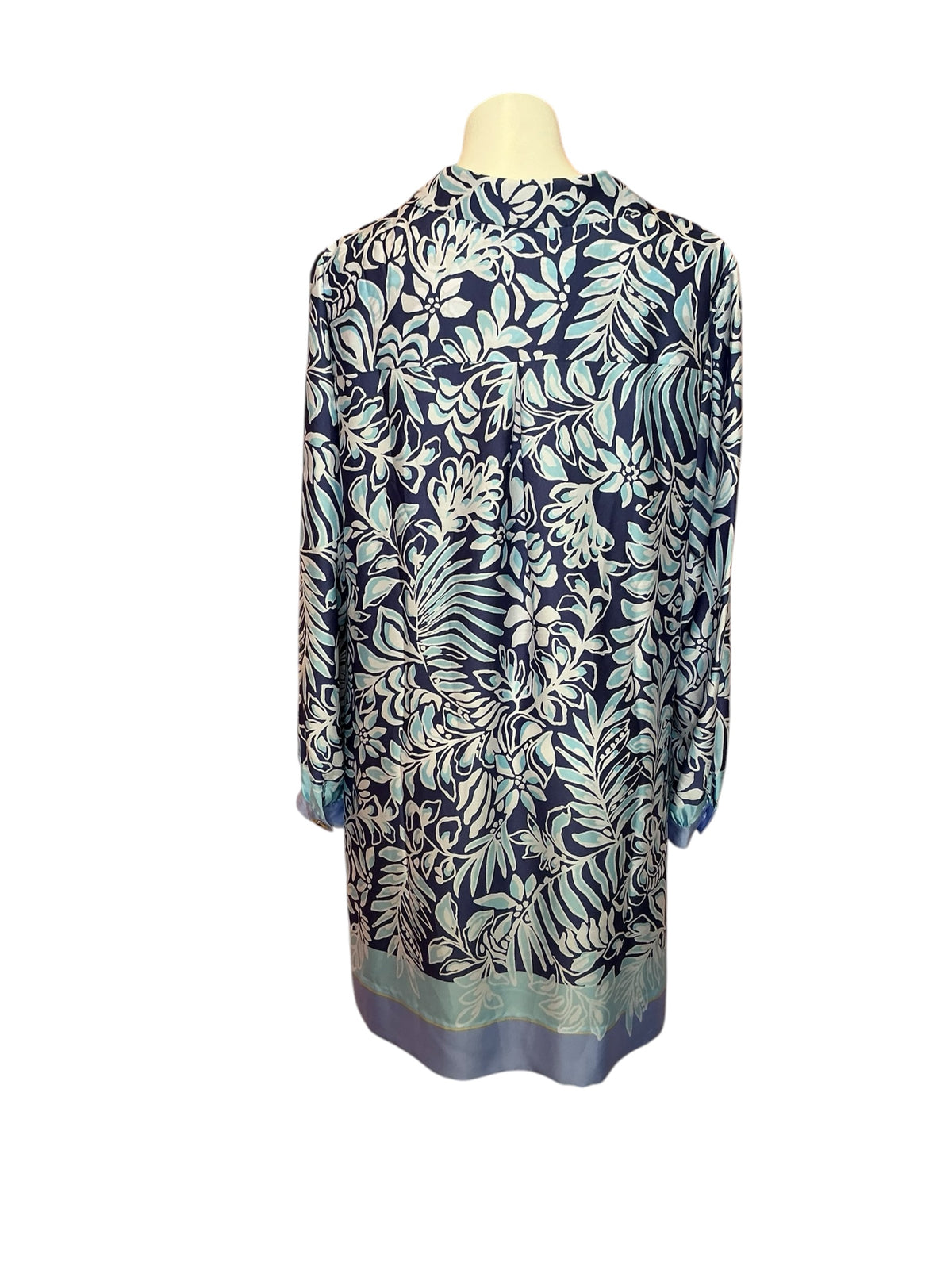 Lilly Pulitzer Iralanne Long Sleeve Popover Shirtdress Sapphire Pool Summer Shorelines Engineered Woven - Size 16