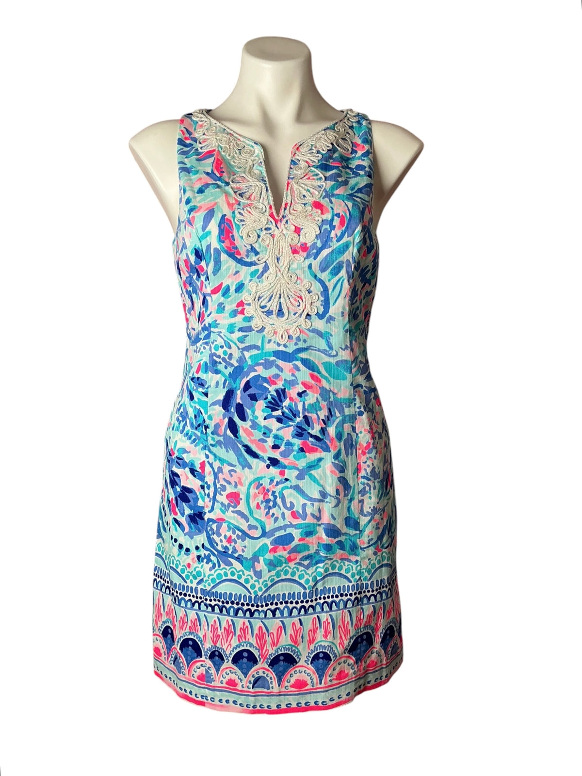 Lilly Pulitzer Gabby Shift Dress Breakwater Tint Party Wave - Size 4