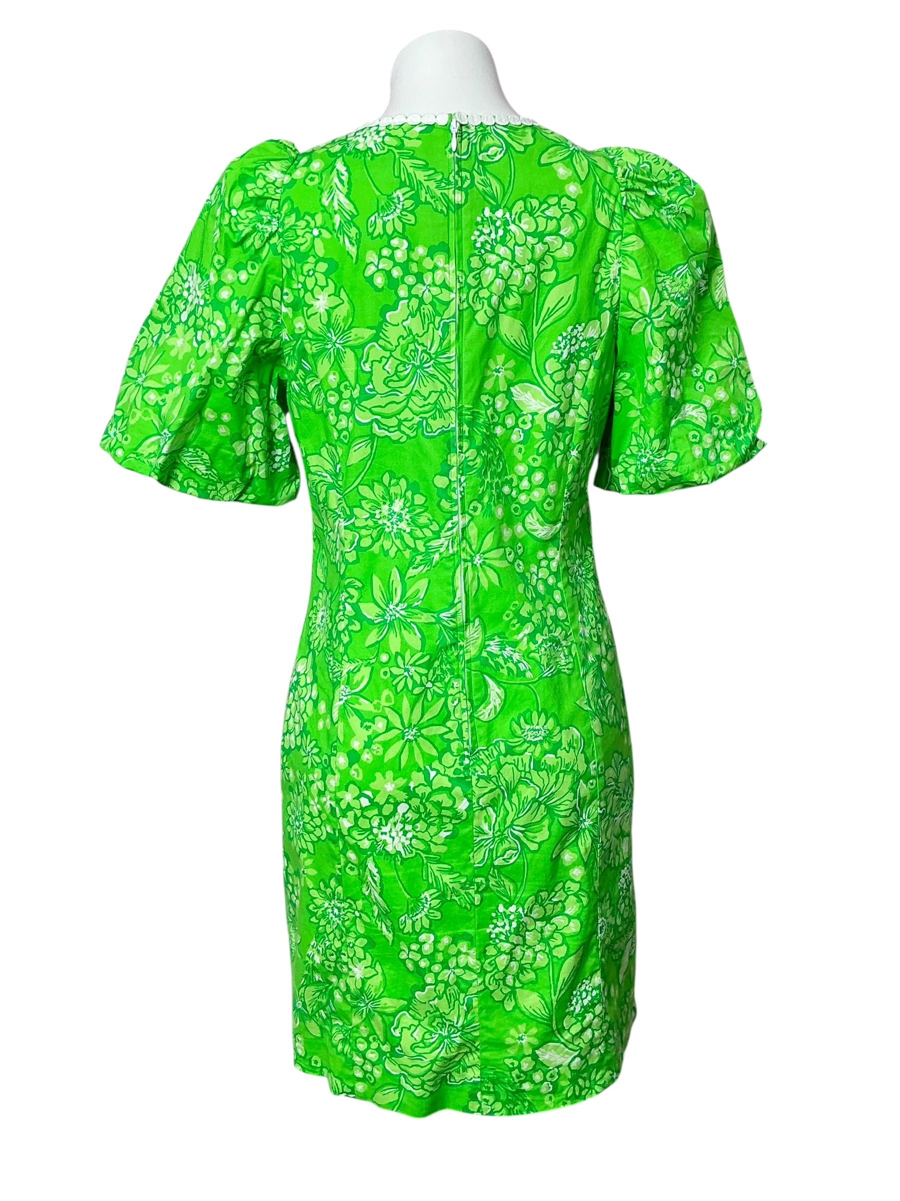 Lilly Pulitzer Alyce Elbow Sleeve Stretch Cotton Shift Dress - Limeade It’s A Spring Thing - Size 6