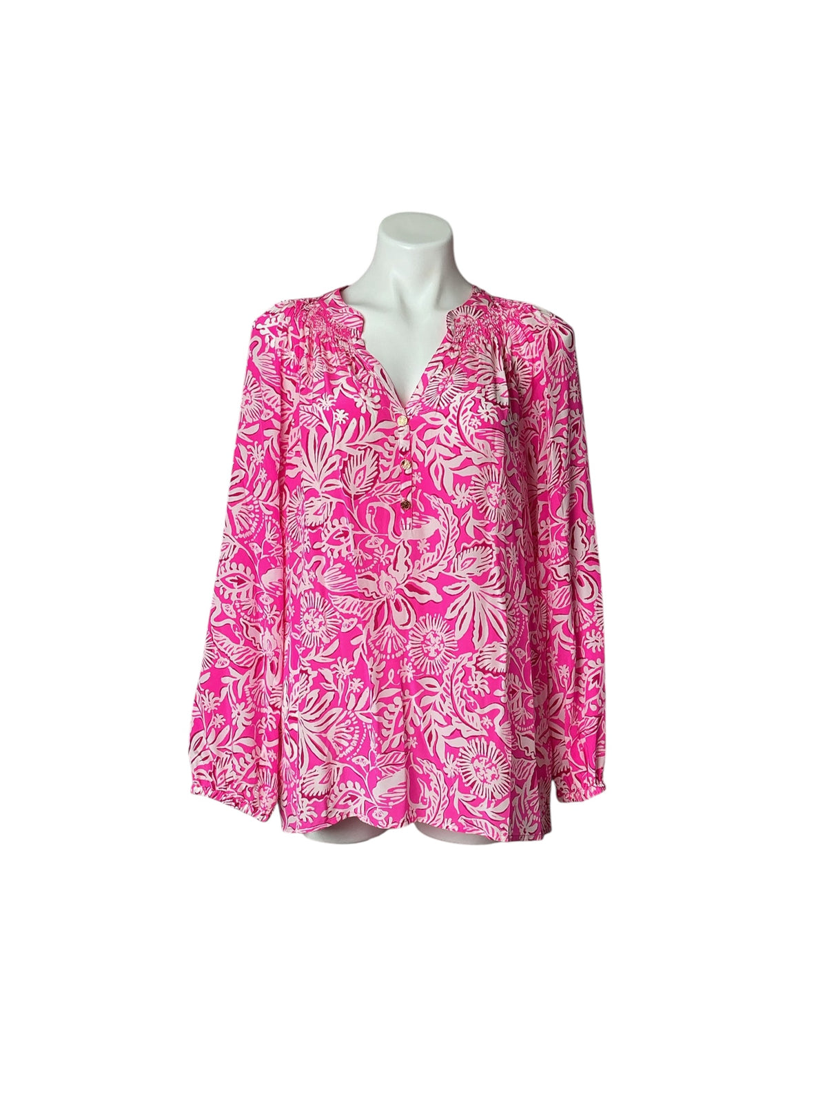 Lilly Pulitzer Elsa Silk Top Absolutely Flamazing - Size L