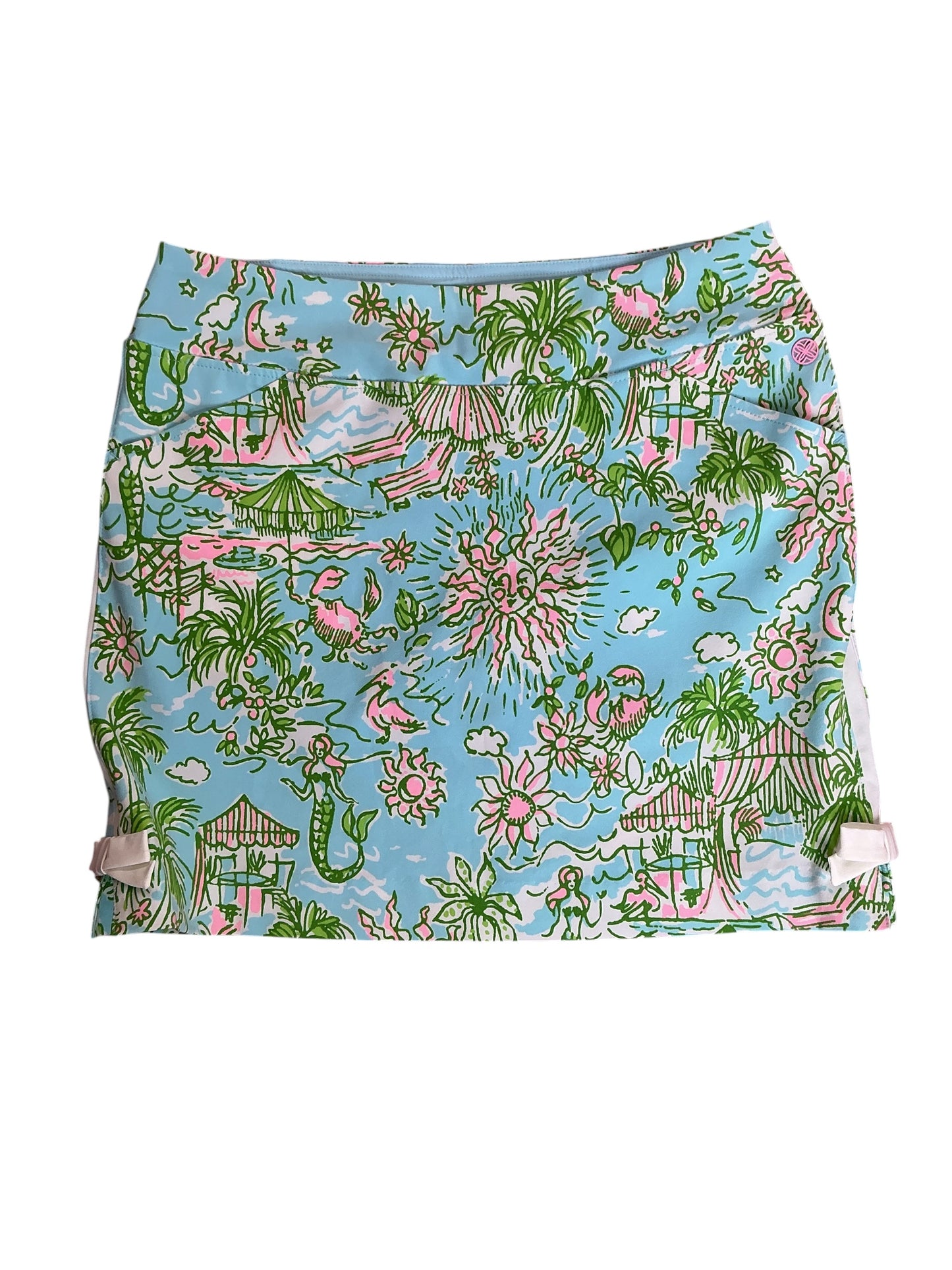 Lilly Pulitzer NWT Monica Bow Skort UPF 50+ Fresh Water Blue Sunbathers Bliss Golf - Size 8