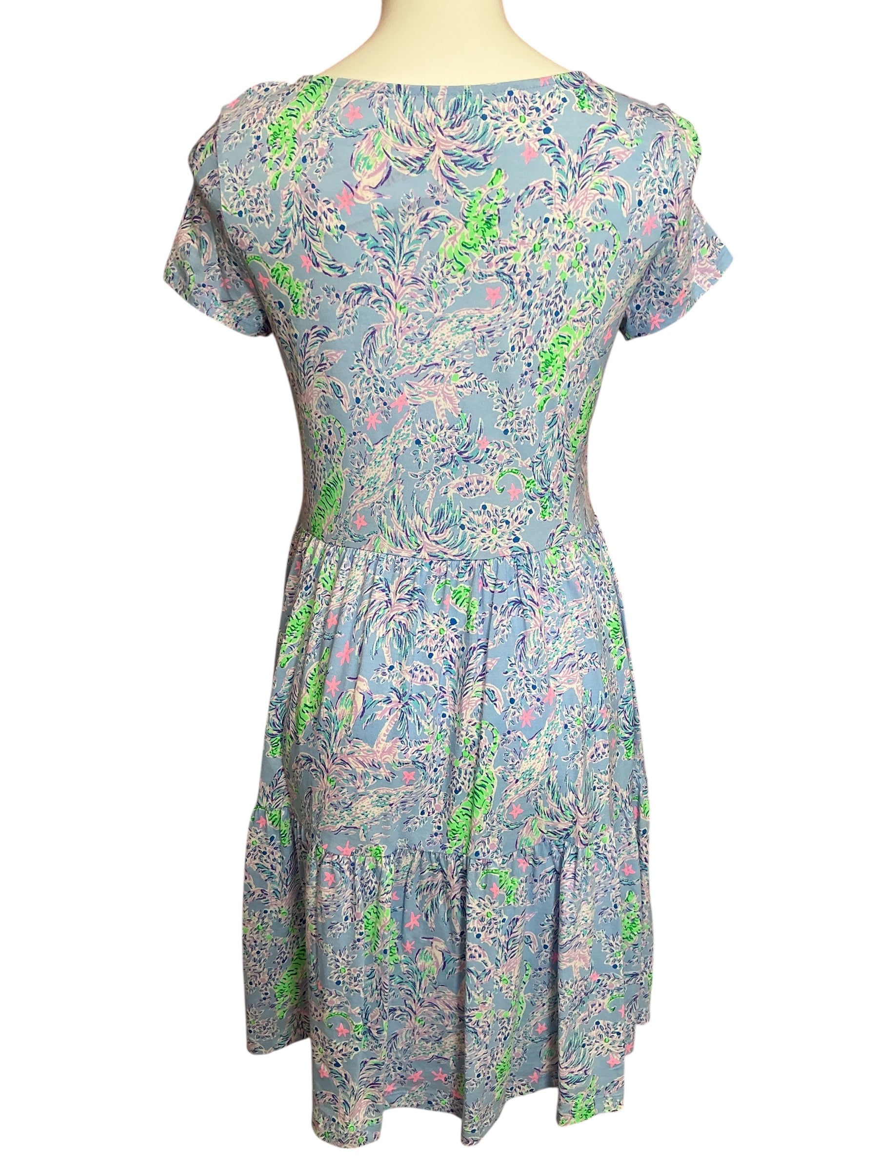 Lilly Pulitzer Geanna Short Sleeve Dress Blue Peri The Turtle Package - Size S