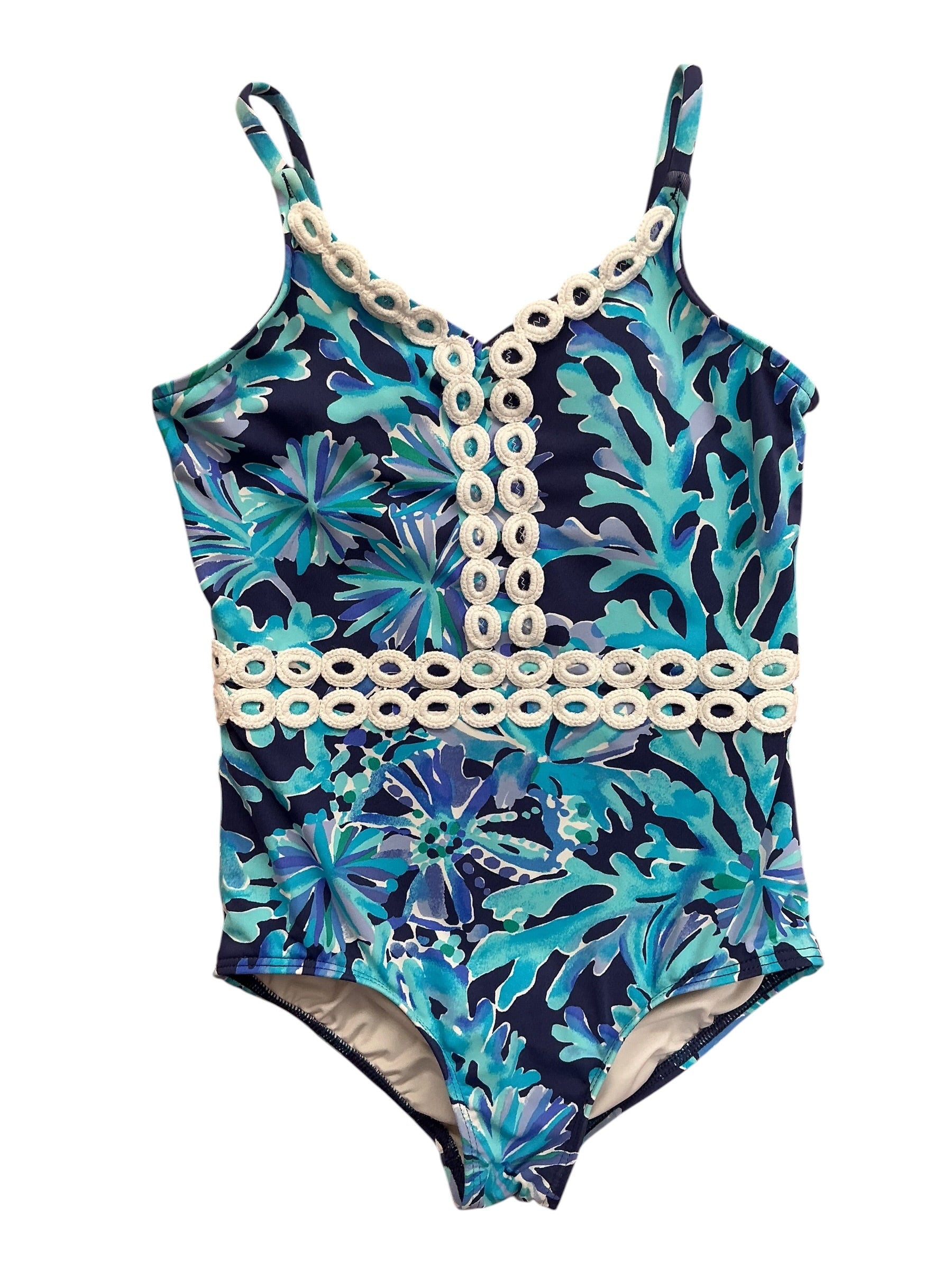 Lilly Pulitzer Kids Girls Mals One Piece Swimsuit Bali Blue Sway This Way - Size 5