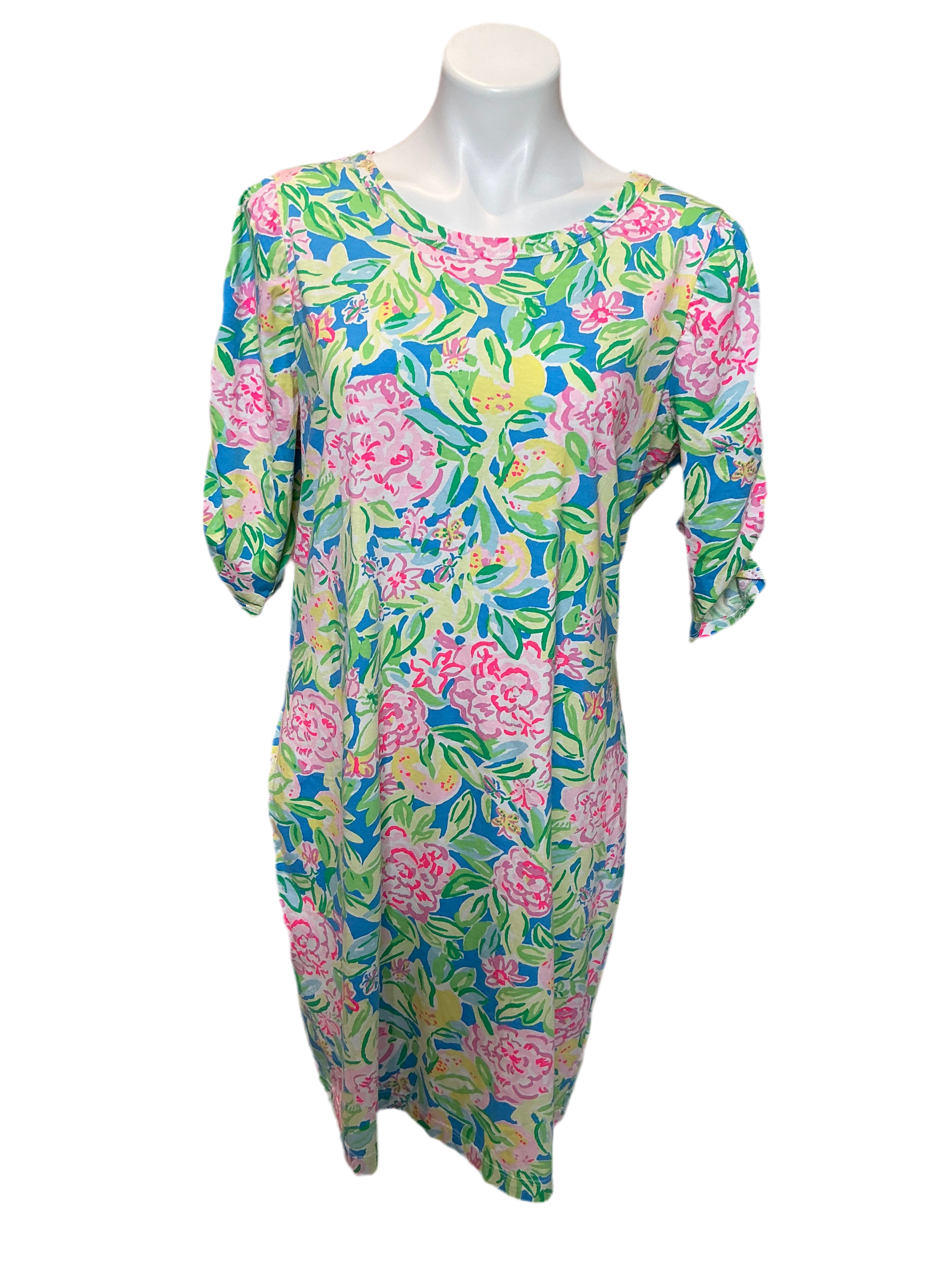 Lilly Pulitzer BELDEN ELBOW SLEEVE DRESS MULTI GROVE GARDEN - Size XL
