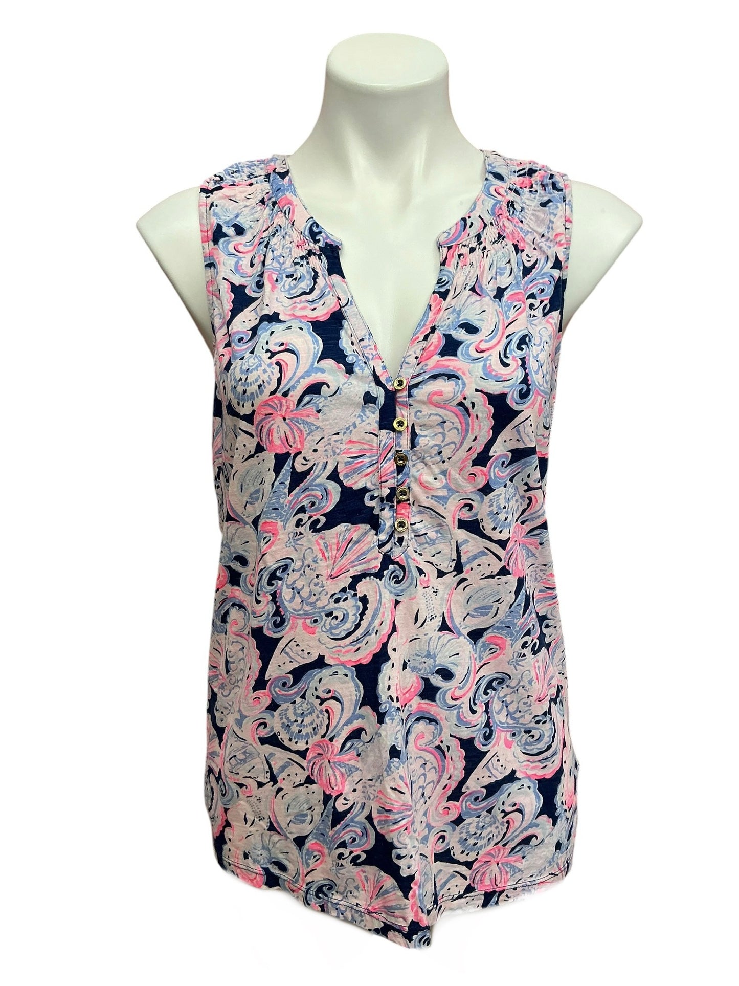 Lilly Pulitzer Essie Knit Top High Tide Navy It’s For Shore - Size M