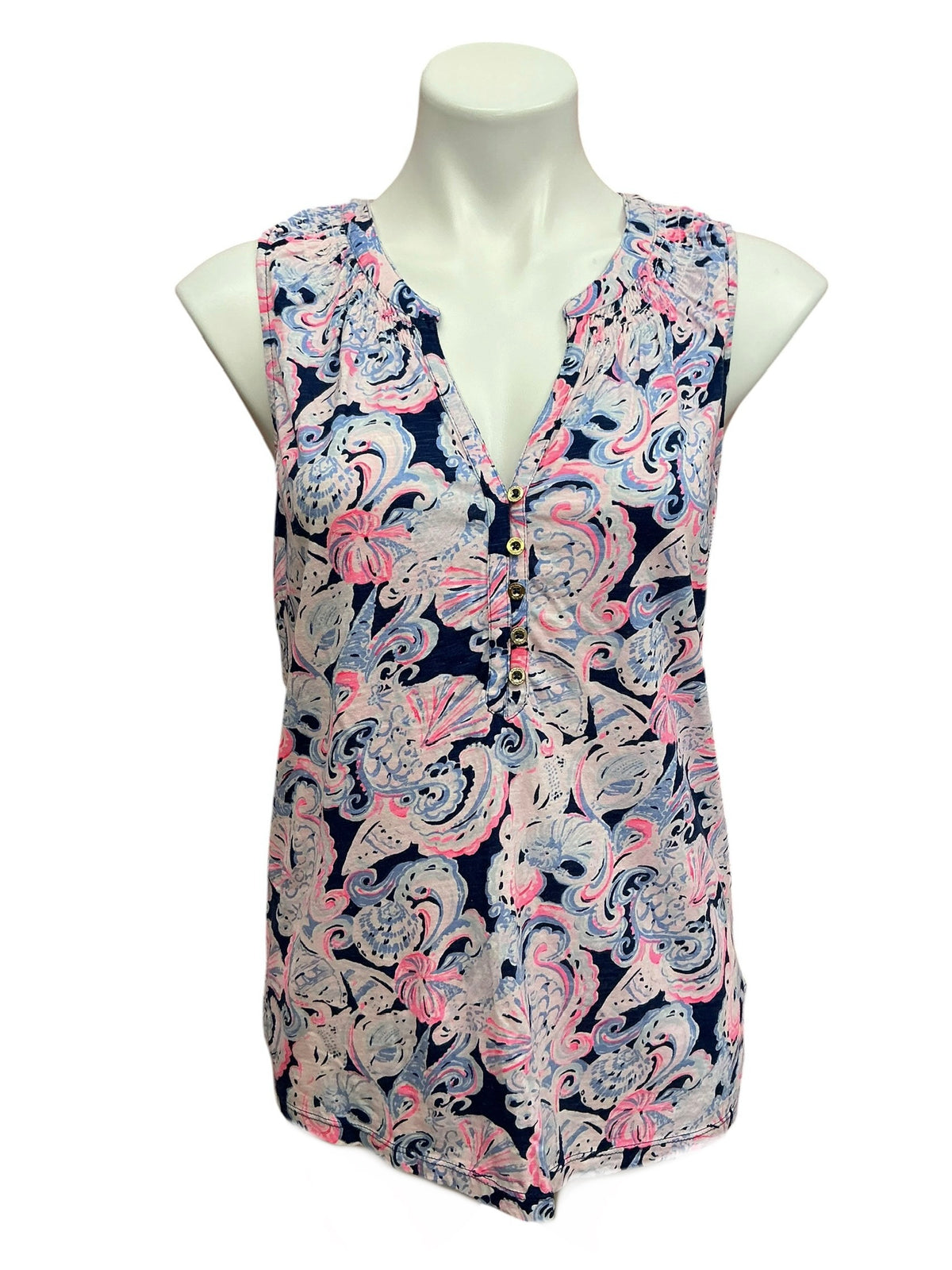 Lilly Pulitzer Essie Knit Top High Tide Navy It’s For Shore - Size M