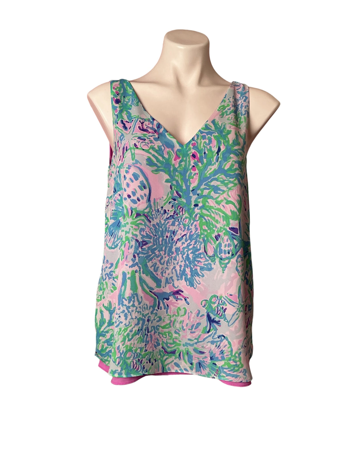 Lilly Pulitzer Florin Reversible V-Neck Tank Top Amethyst Tint Craysea - Size M