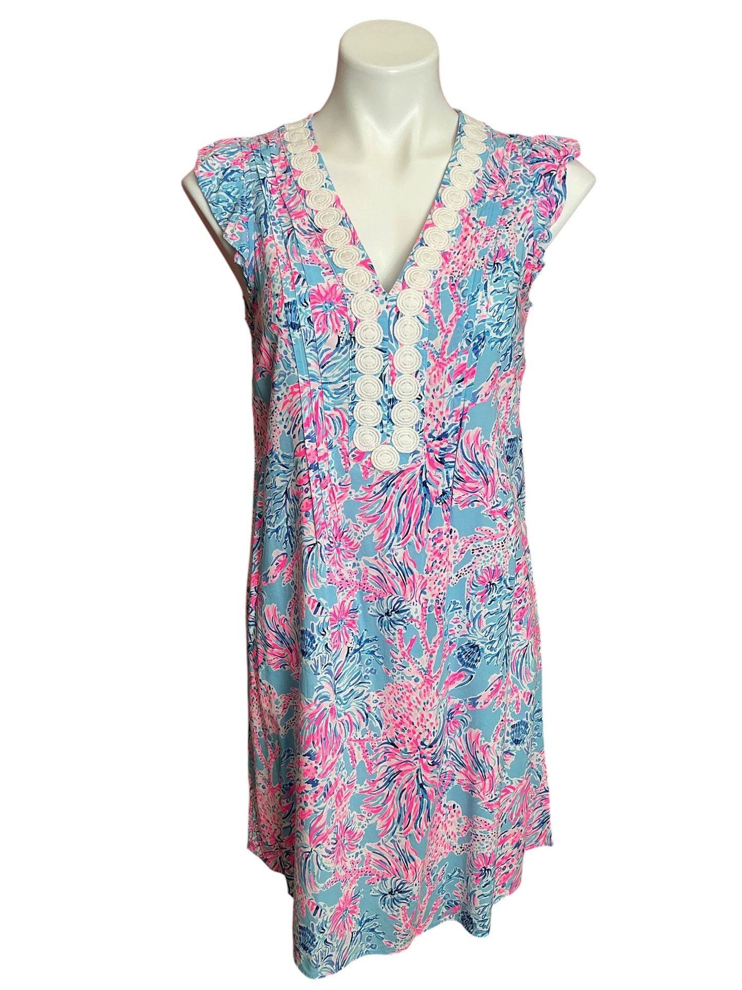 Lilly Pulitzer Joan Tunic Dress Blue Ibiza Now You Sea Me - Size XS