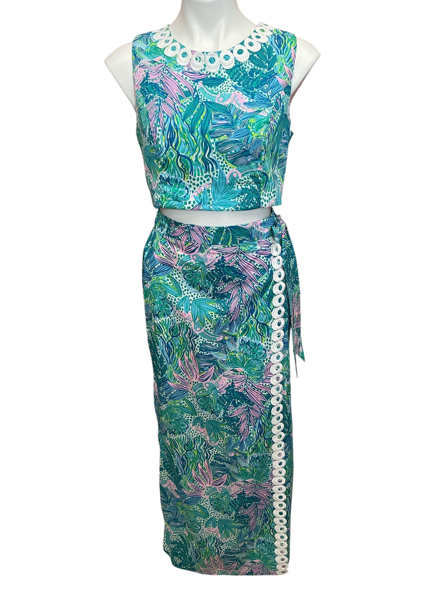 Lilly Pulitzer Leif Maxi 2-Piece Set Botanical Green Holiday In The Sun - Size 4