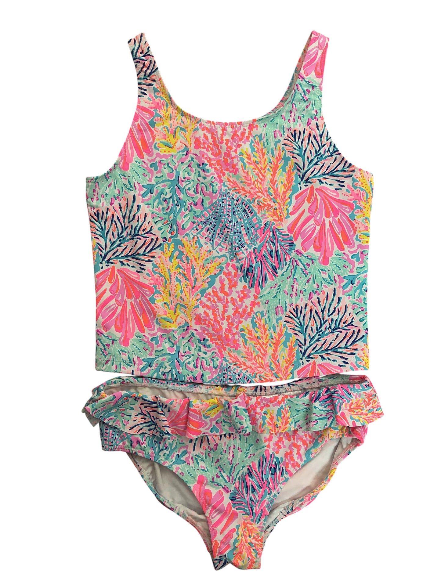 Lilly Pulitzer Kids Girls 2PC Tankini Swim Set Multi Splashdance - Size 14