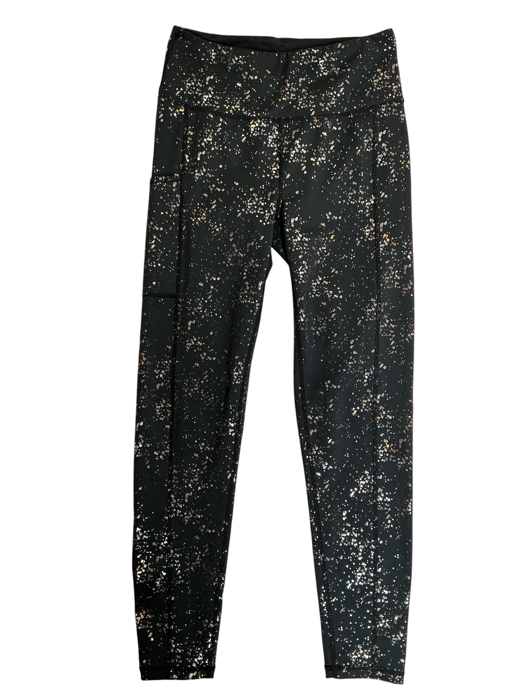 Lilly Pulitzer Weekender High Rise Leggings Onyx Metallic Sea Spray Foil - Size S