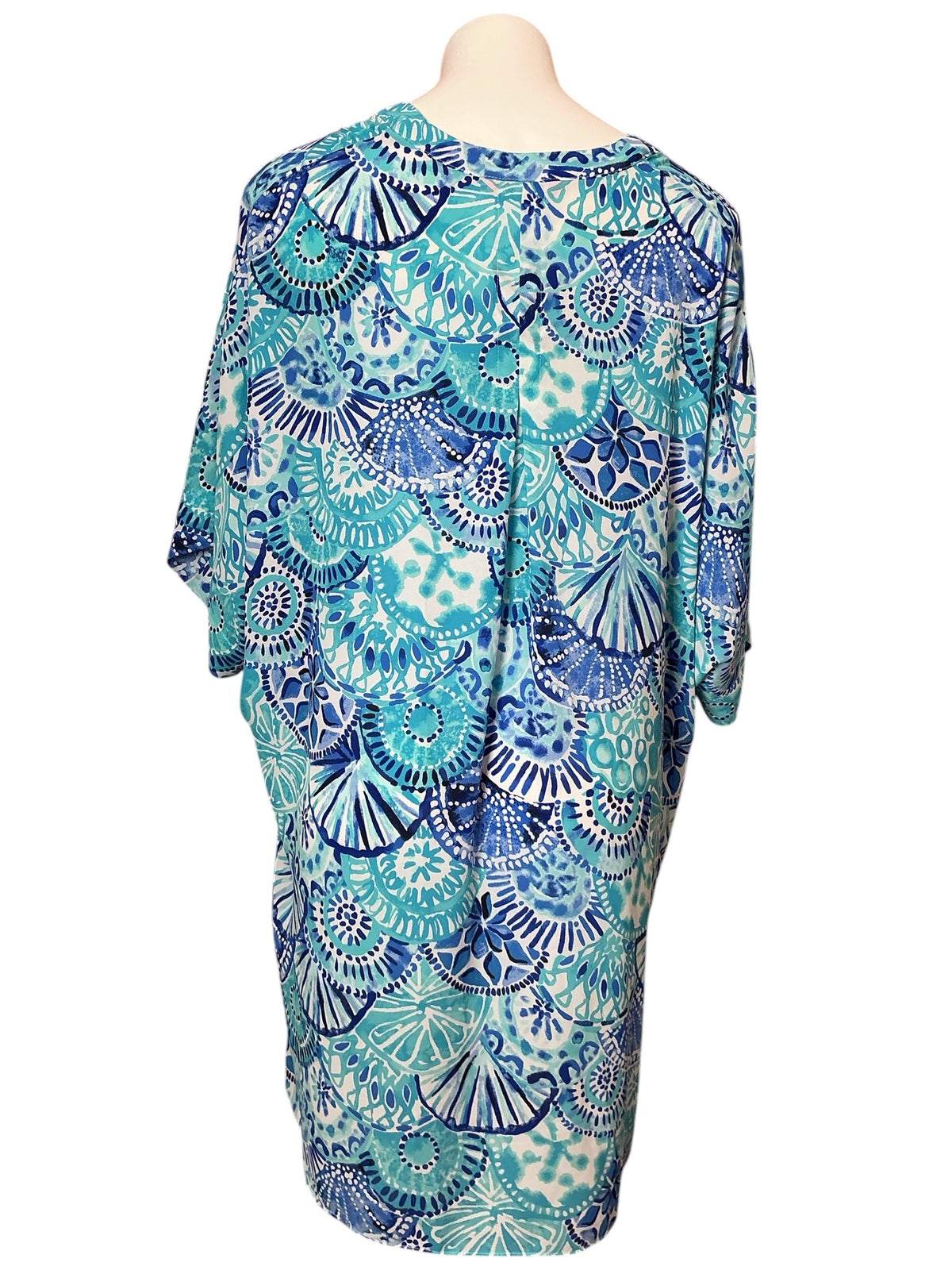 Lilly Pulitzer Leland Cover Up Dress Turquoise Oasis Half Shell - Size S