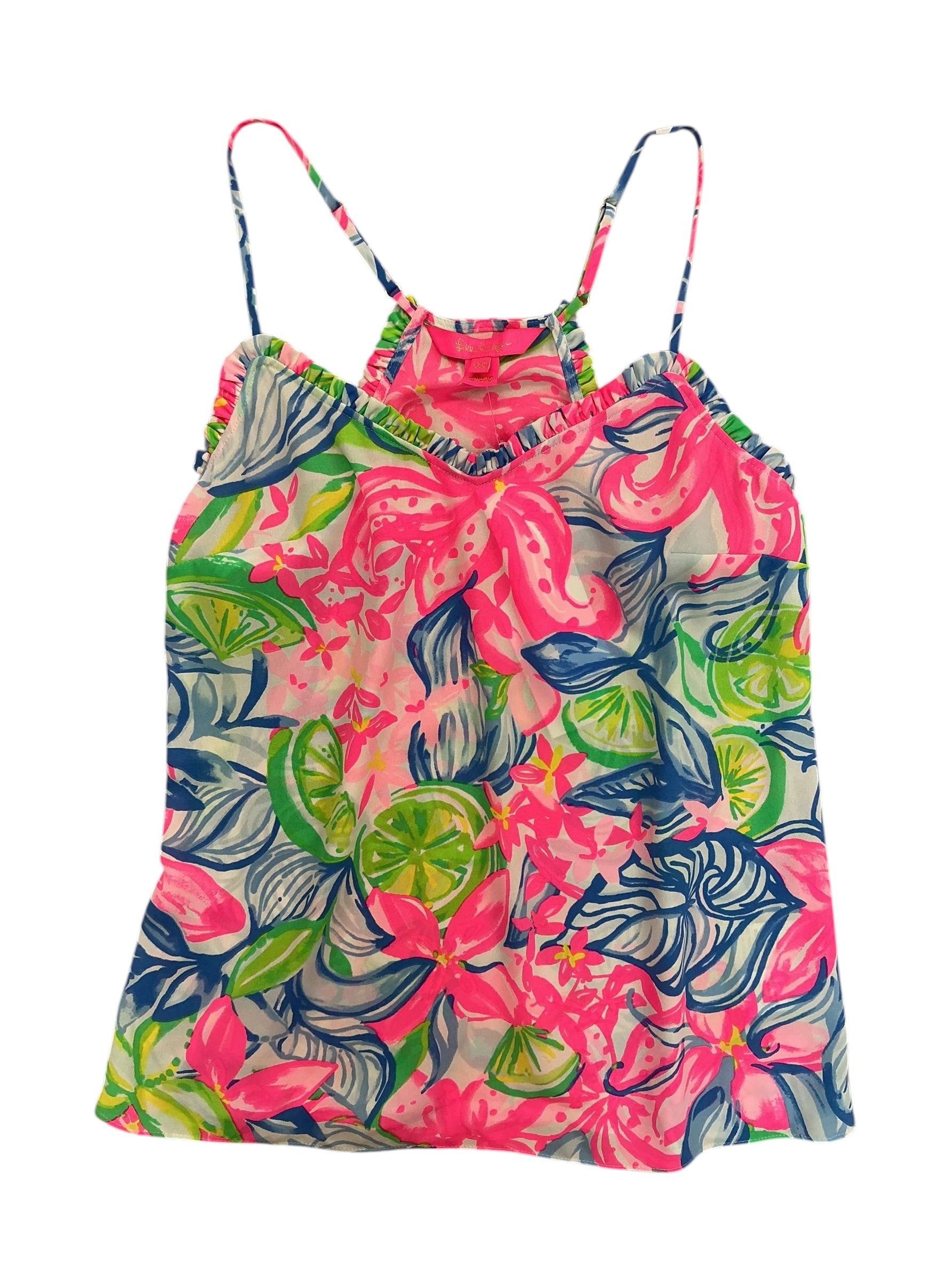 Lilly Pulitzer NWT Ruffled Dusk Top Multi Havana Cocktail - Size XXS