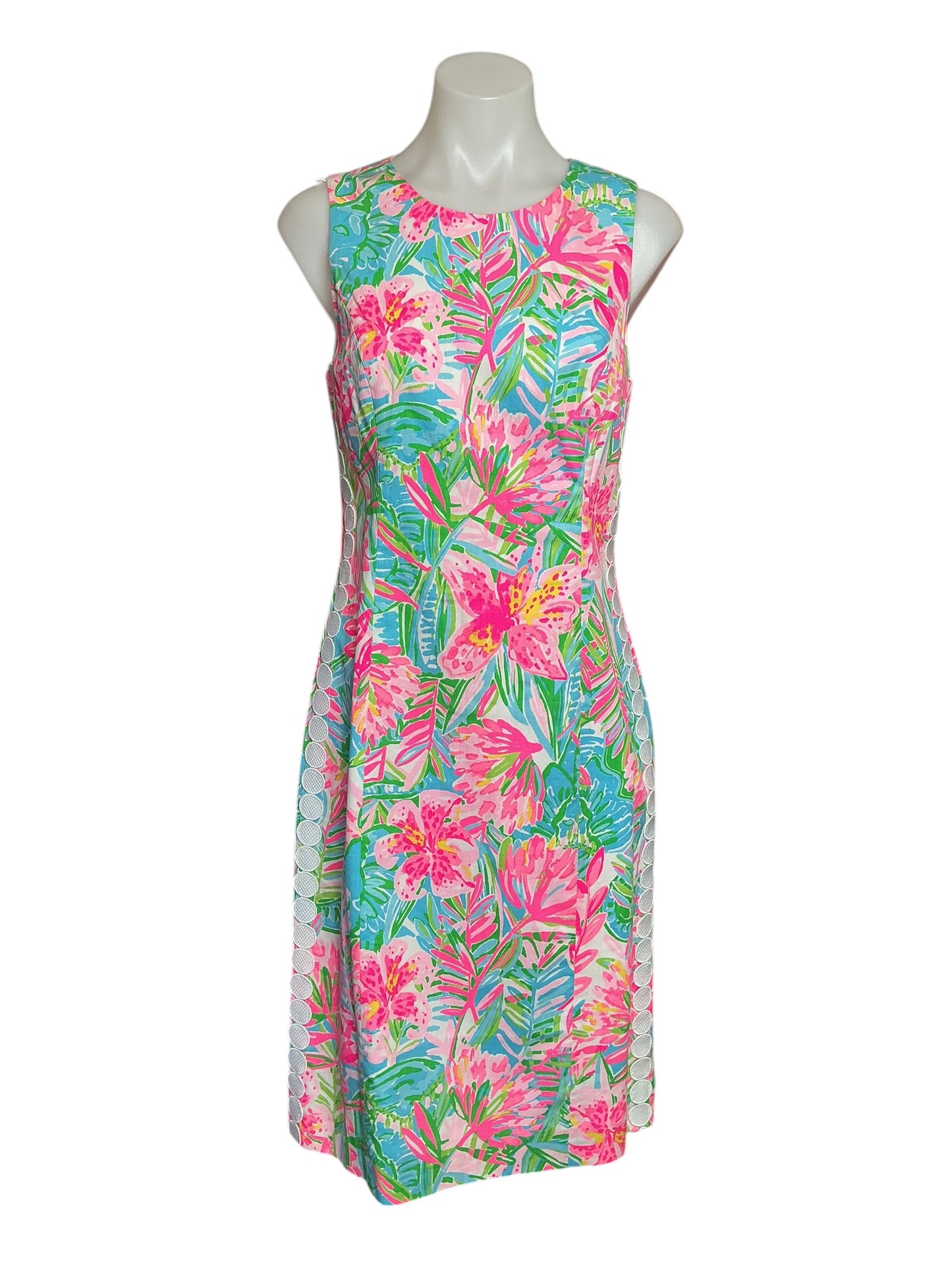 Lilly Pulitzer Mila Stretch Shift Dress - Shorely Blue Pop Goes The Floral - Size 4