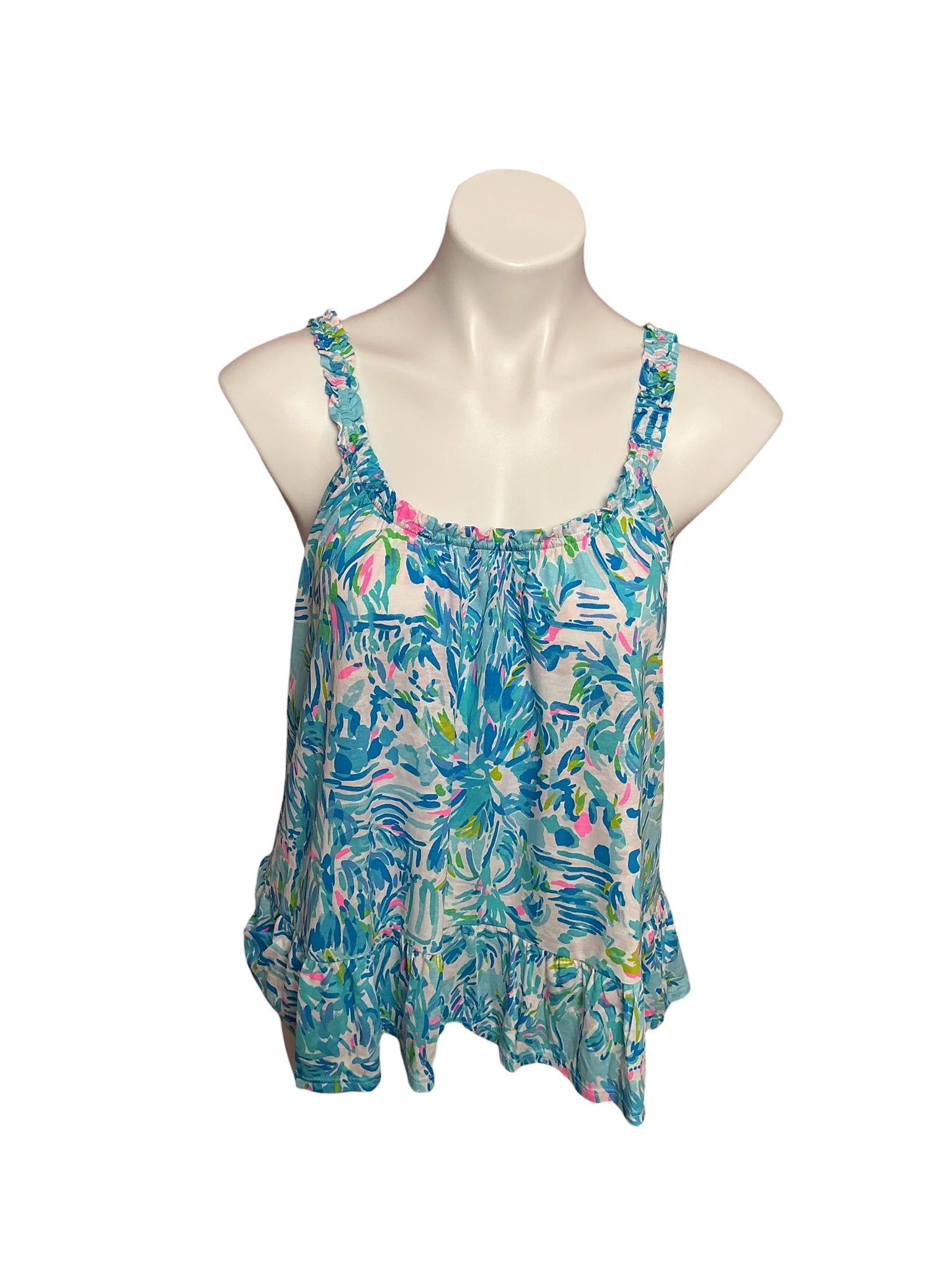 Lilly Pulitzer Loro Top Blue Ibiza Cabana Cocktail - Size M