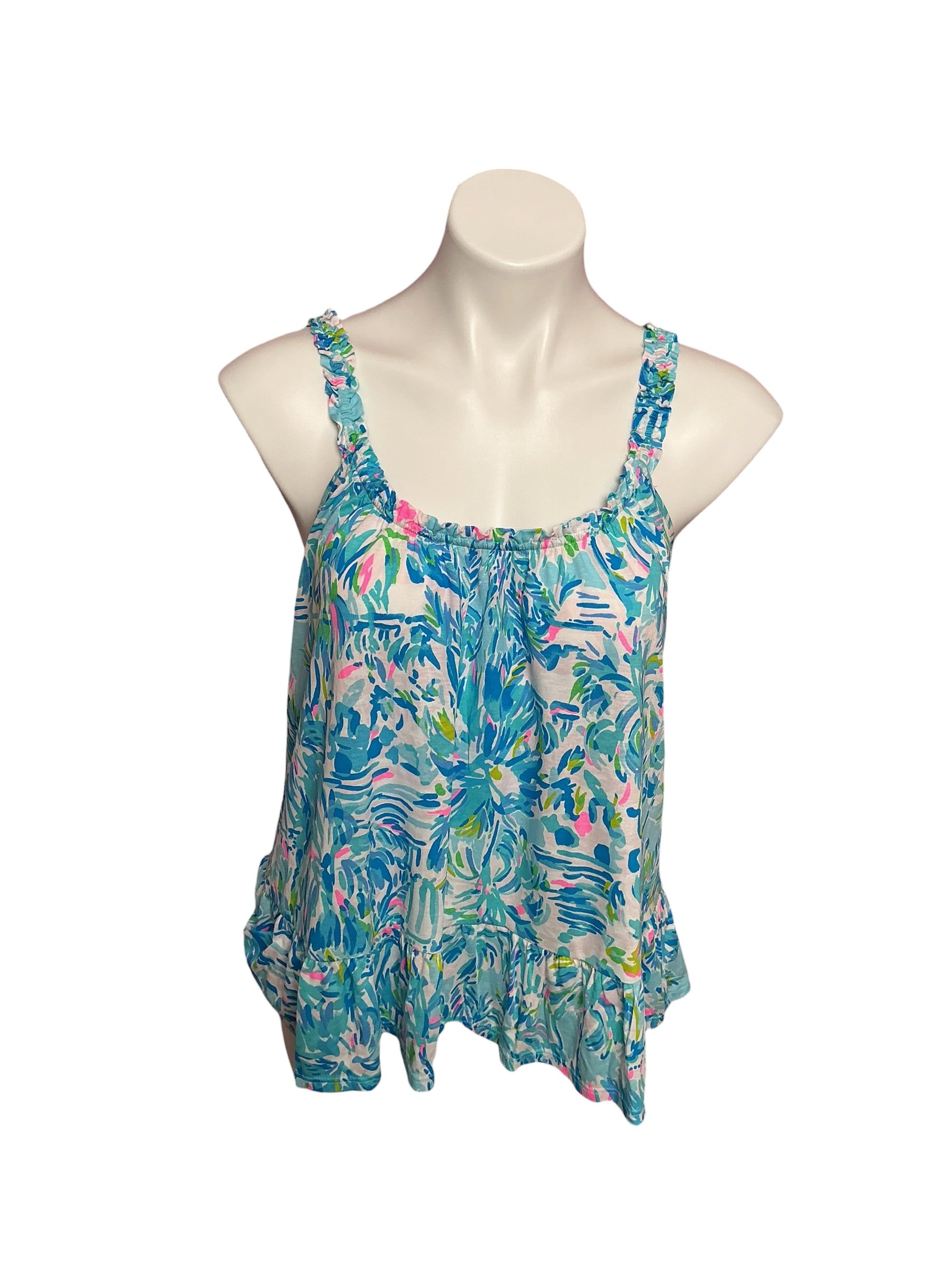 Lilly Pulitzer Loro Top Blue Ibiza Cabana Cocktail - Size M