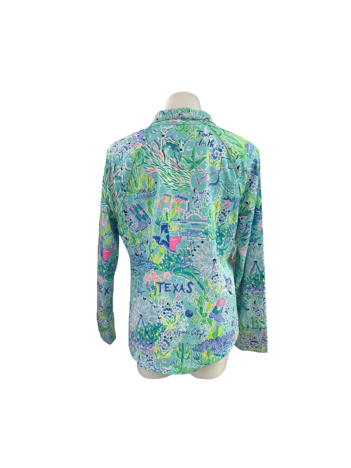 Lilly Pulitzer UPF 50+ Skipper Popover Bayside Blue Lilly Loves Texas - Size L