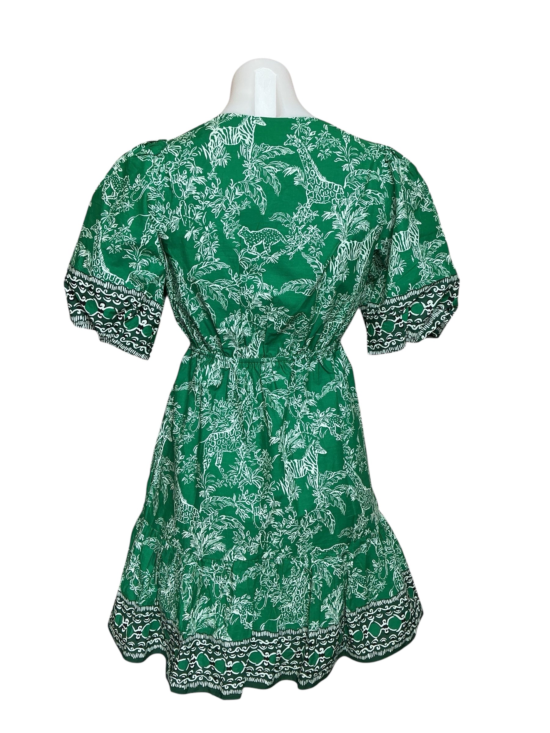 Lilly Pulitzer NWT Kentlee Dress Fiddle Leaf Green Safari Party Engineered - Size 00