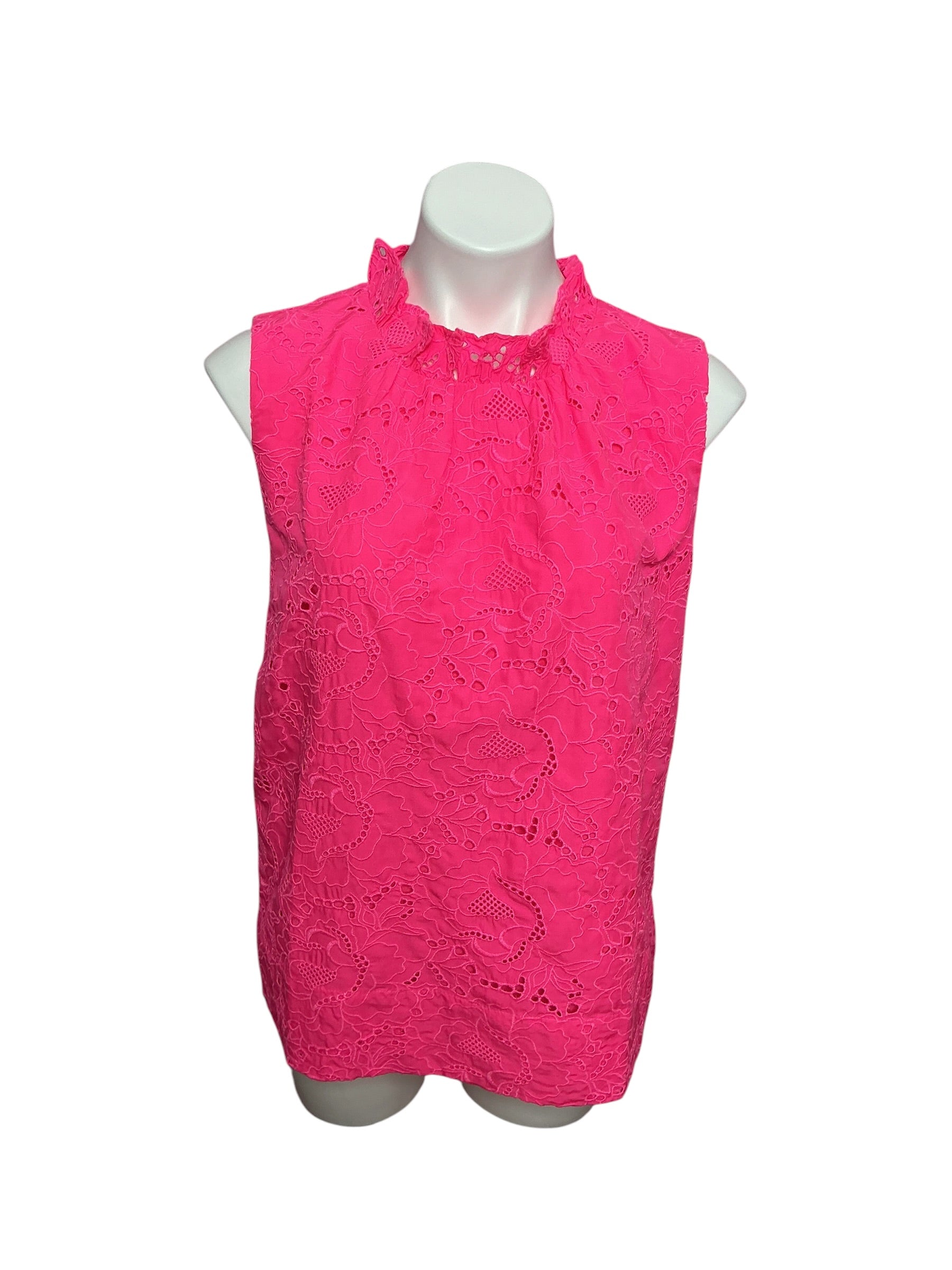Lilly Pulitzer NWT Dahliana Eyelet Top Roxie Pink Garden Party Eyelet - Size L