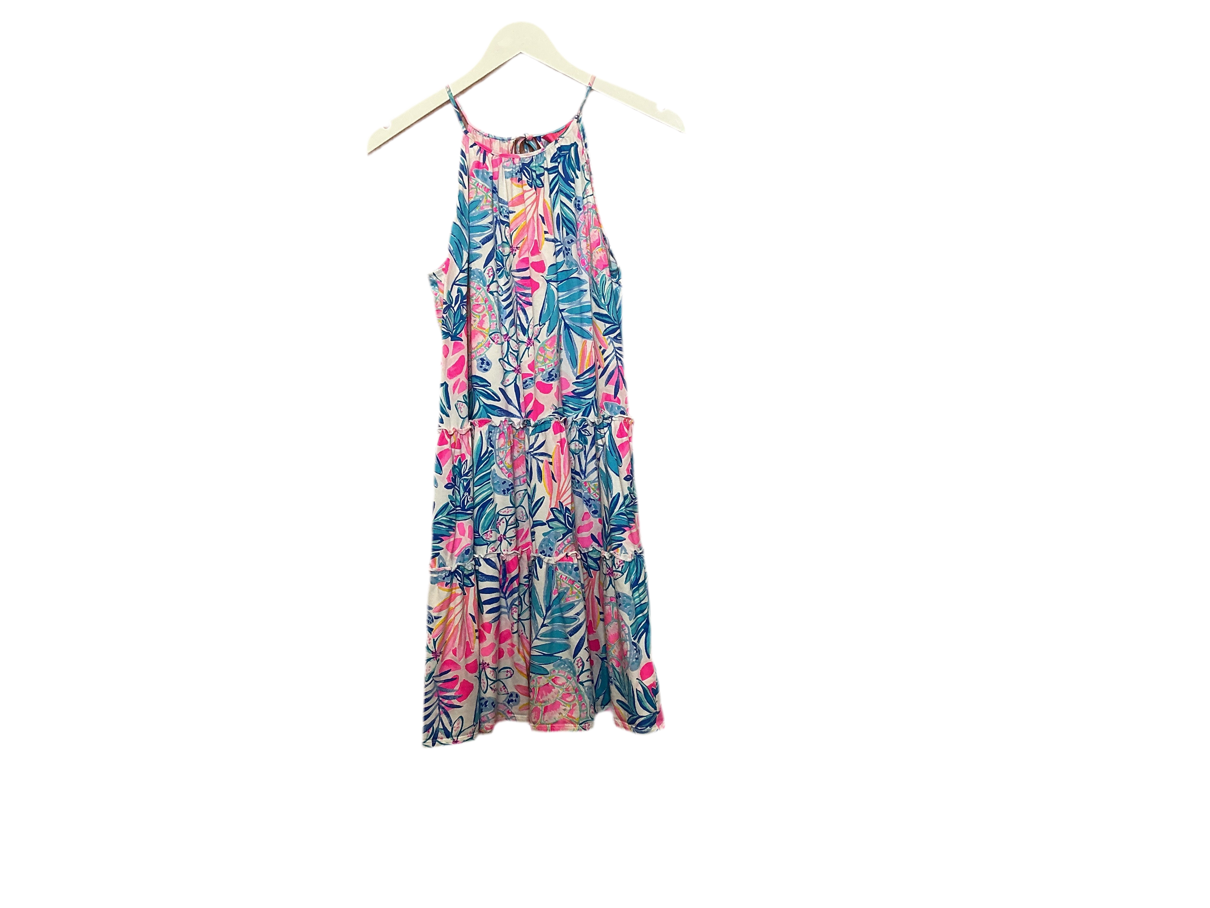 Lilly Pulitzer EVALYN DRESS Halter Neck Tiered Swing Turtle Villa Dress- Size M
