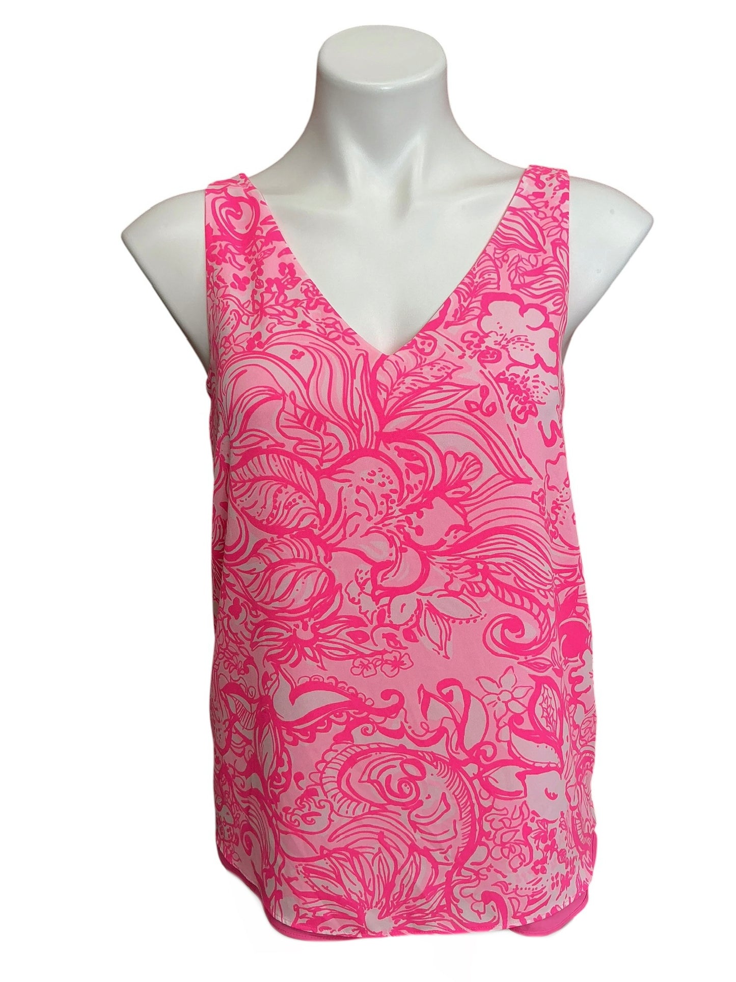 Lilly Pulitzer Florin Reversible Tank Top Pink Tropics Bunny Hop - Size XS