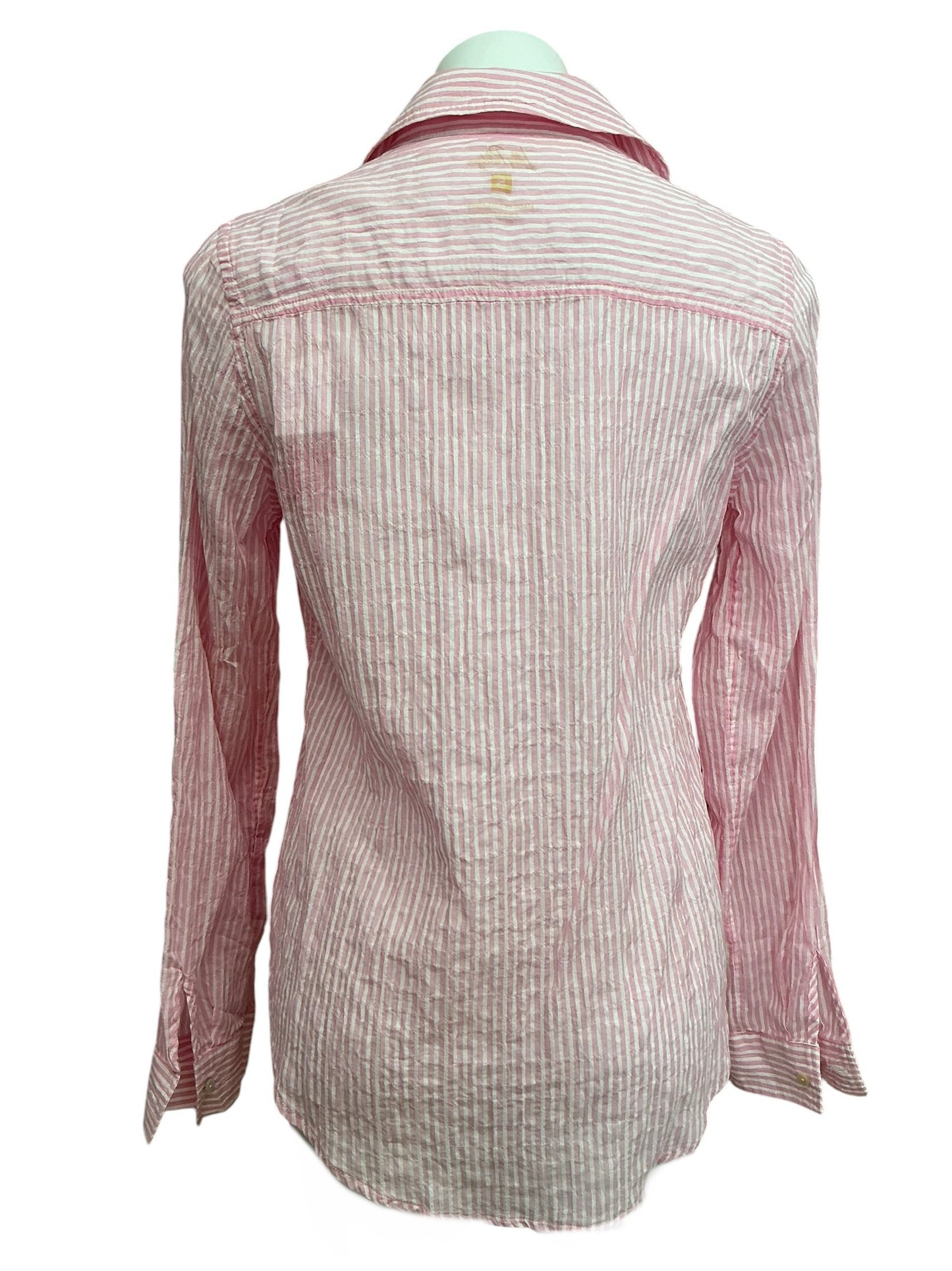 Lilly Pulitzer NWT Sea View Button Down Top Conch Shell Pink Lightweight Oxford Stripe - Size S