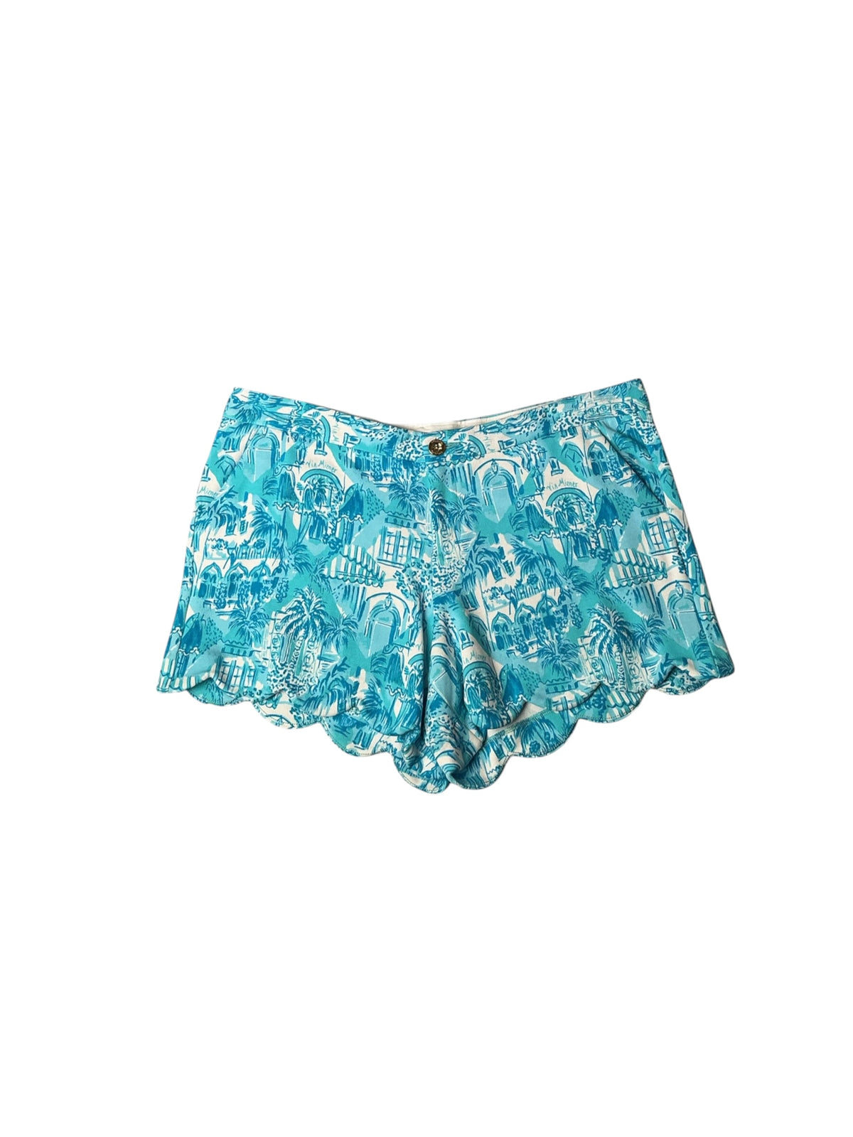 Lilly Pulitzer Buttercup Knit Shorts Sunny State Of Mind Amalfi Blue - Size 16