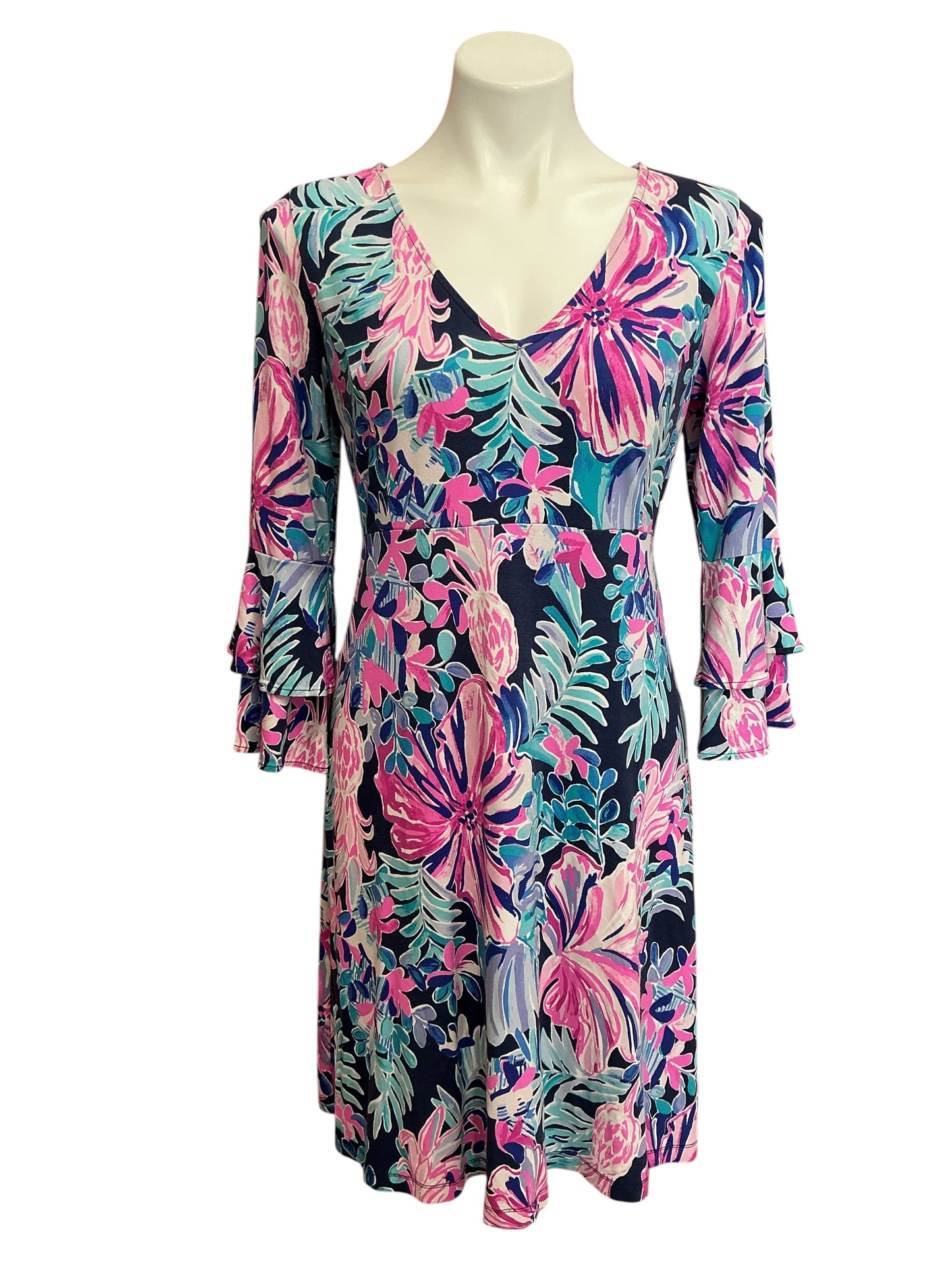Lilly Pulitzer Raina Dress Deep Indigo Swish And Sway - Size L