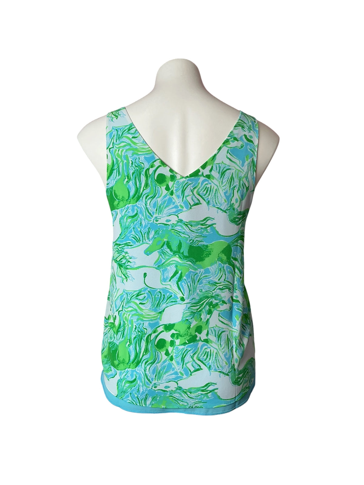 Lilly Pulitzer Florin Reversible Top Capri Blue Galloping Gals - Size XS