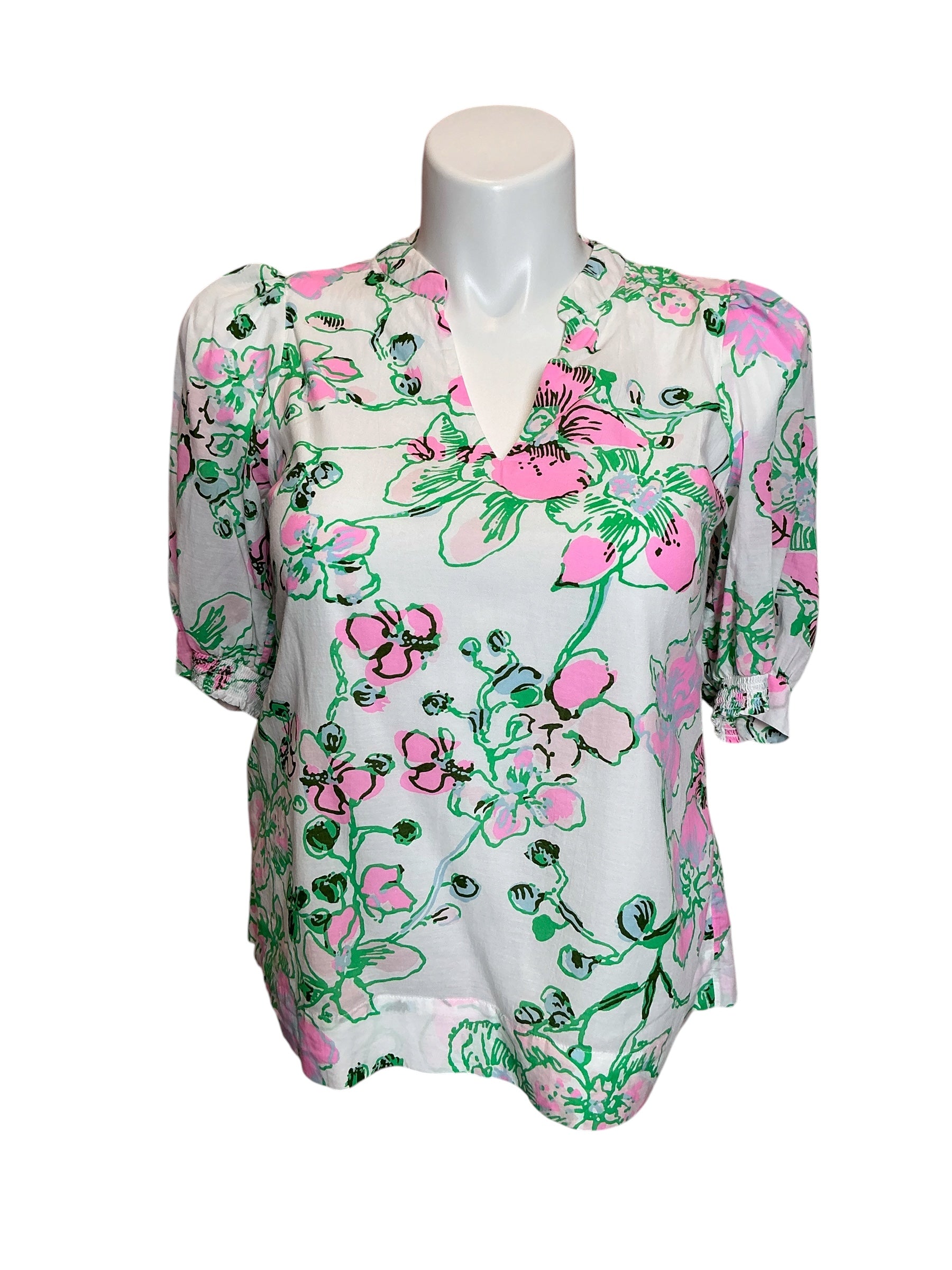 Lilly Pulitzer Brinelle Top Multi Oversized Orchids On Top - Size S