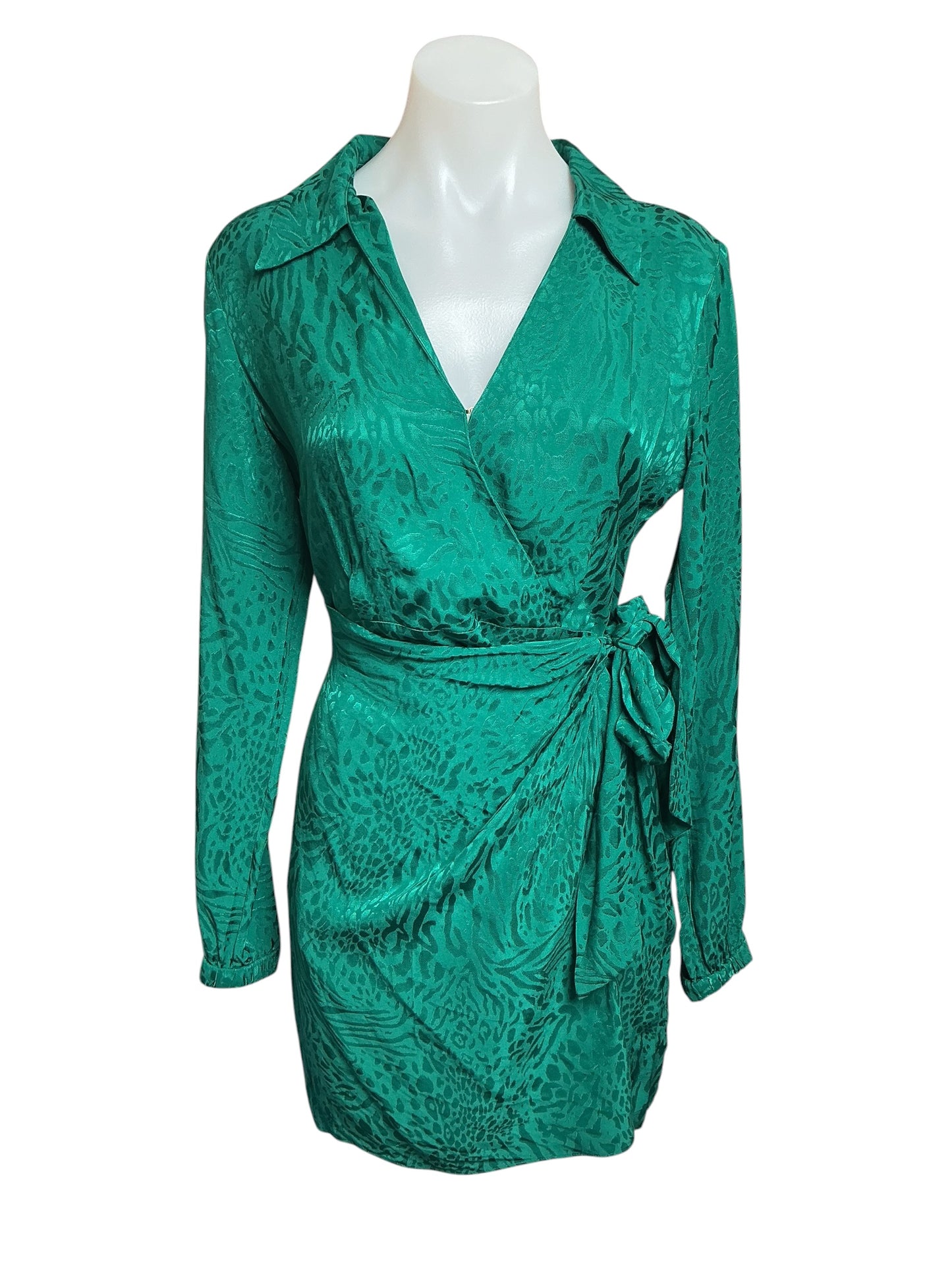 Lilly Pulitzer Nicolina Animal Jacquard Long Sleeve Wrap Dress Evergreen Party Animal Jacquard - Size 2