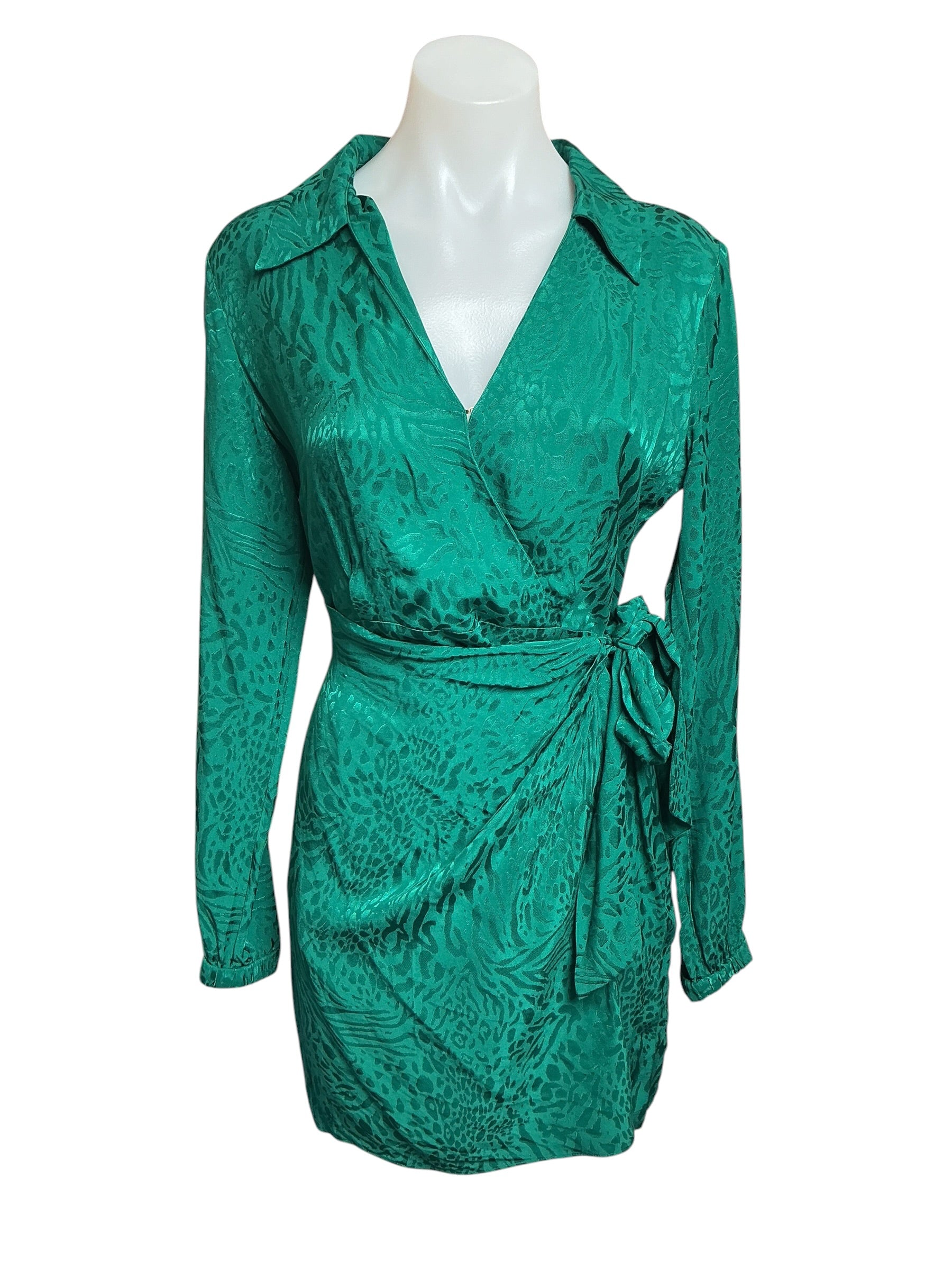 Lilly Pulitzer Nicolina Animal Jacquard Long Sleeve Wrap Dress Evergreen Party Animal Jacquard - Size 2