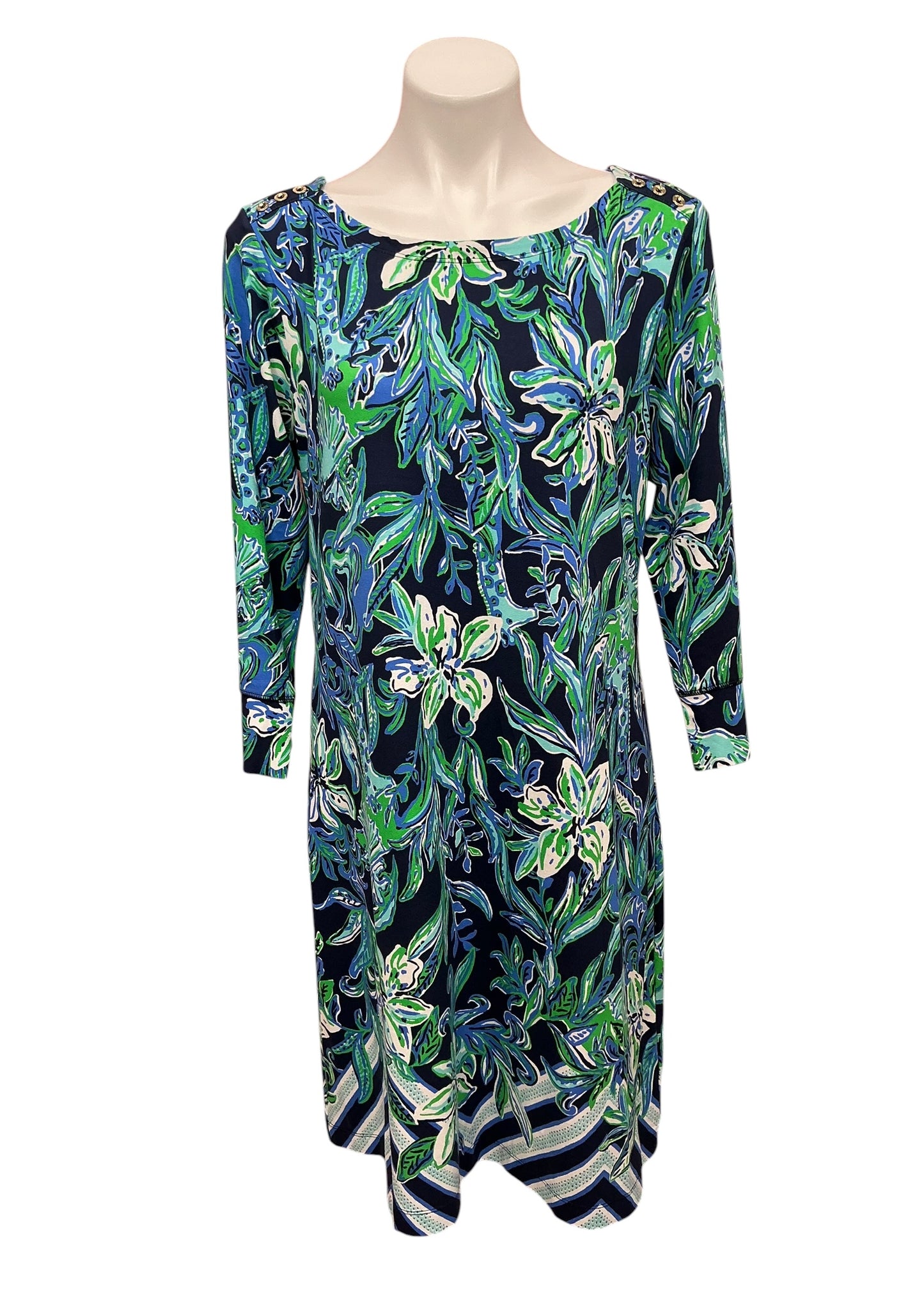 Lilly Pulitzer NWT UPF 50+ Sophie Dress High Tide Navy Take It Or Leaf It Engineered - Size XL
