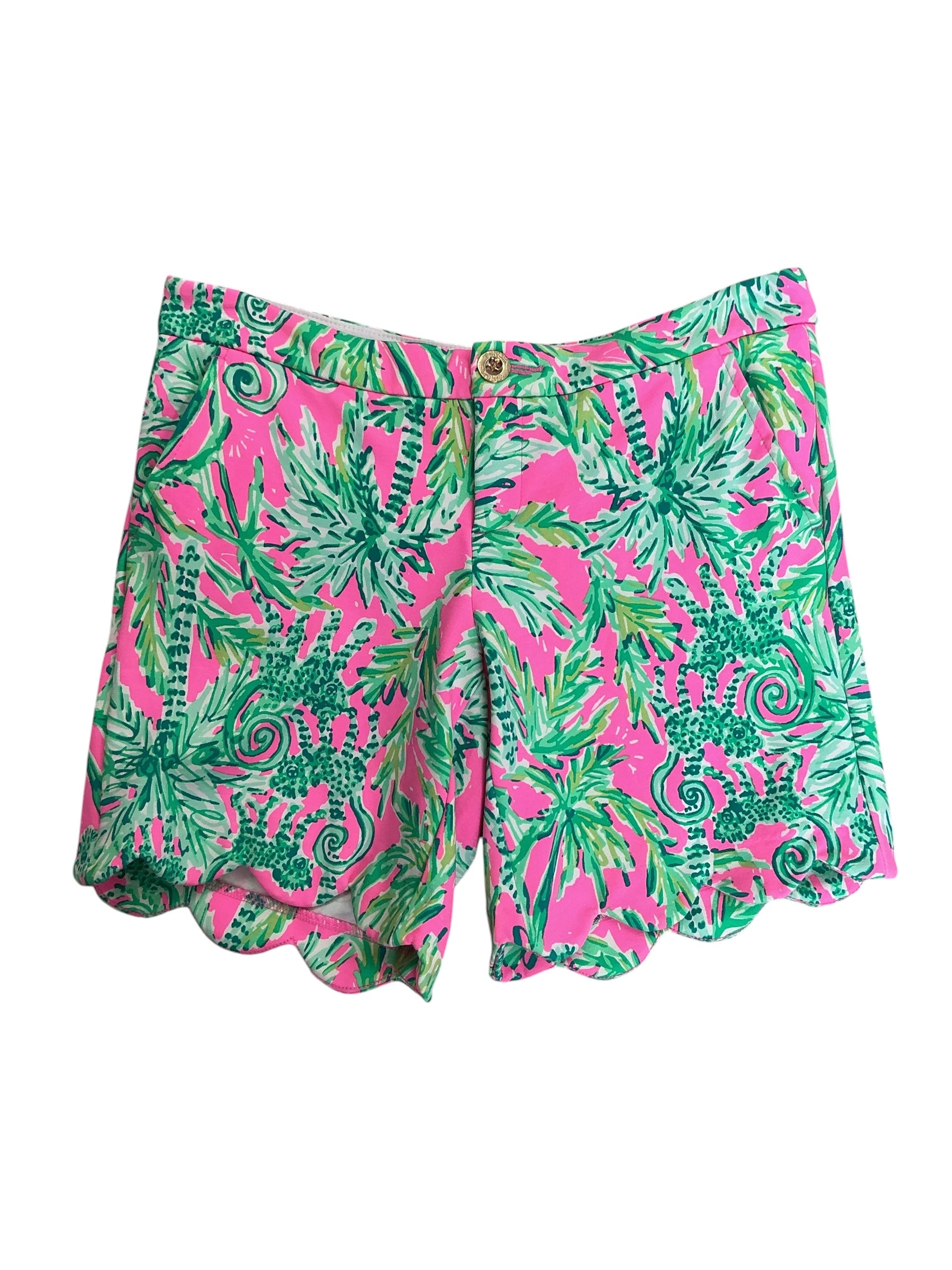 Lilly Pulitzer Buttercup Scalloped Hem Shorts Fins And Flippers - Size 4