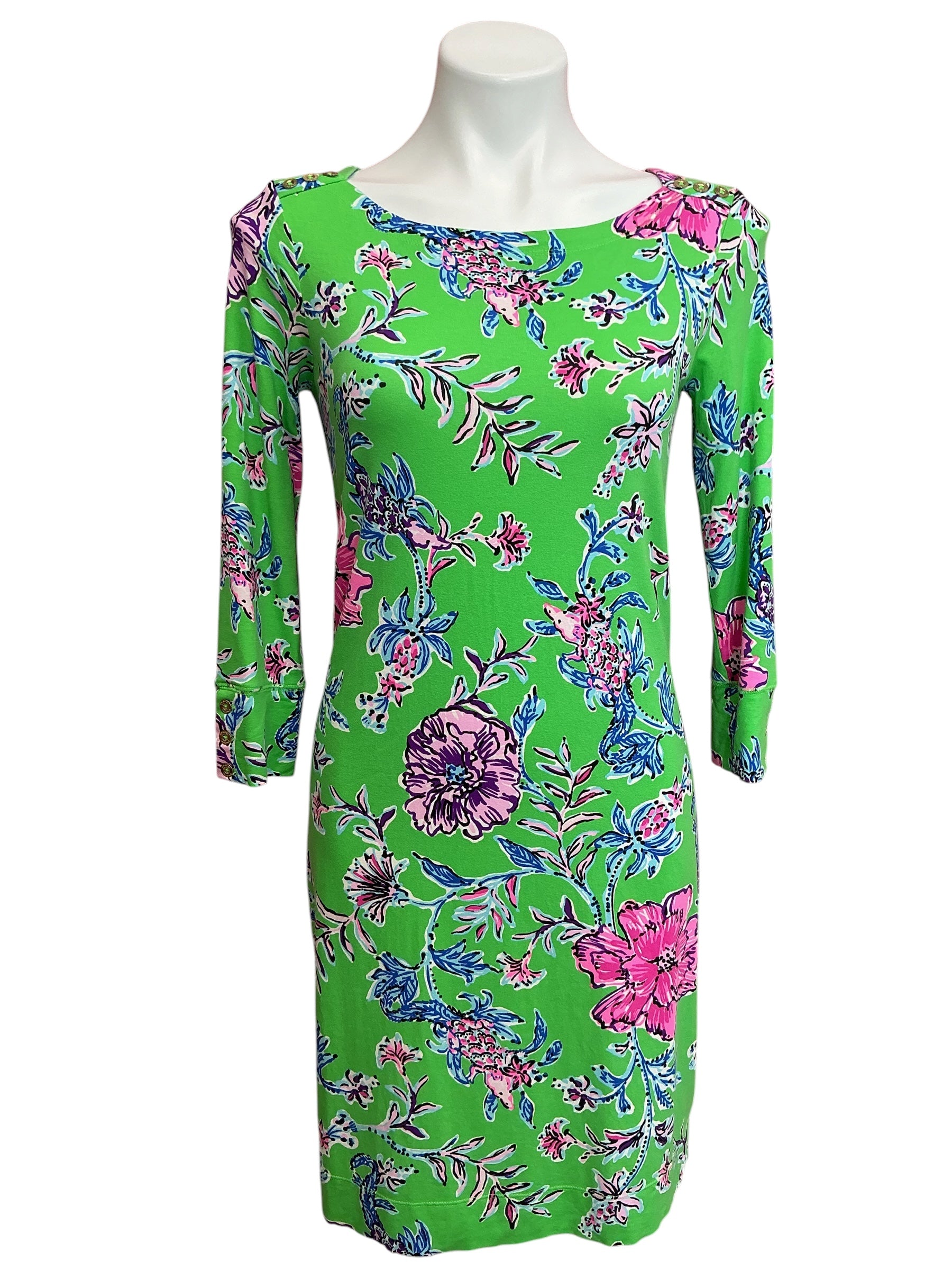 Lilly Pulitzer UPF 50+ Sophie Dress Gecko Green Brewster Blooms - Size S