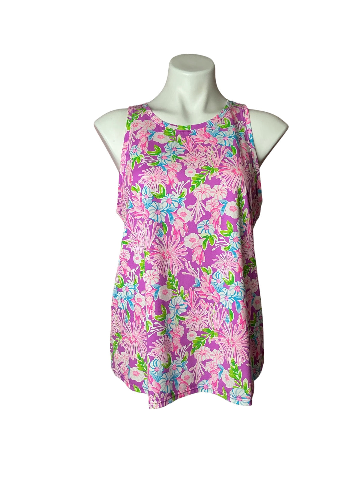Lilly Pulitzer Luxletic Tank Top Amethyst Moms the Word  - Size L