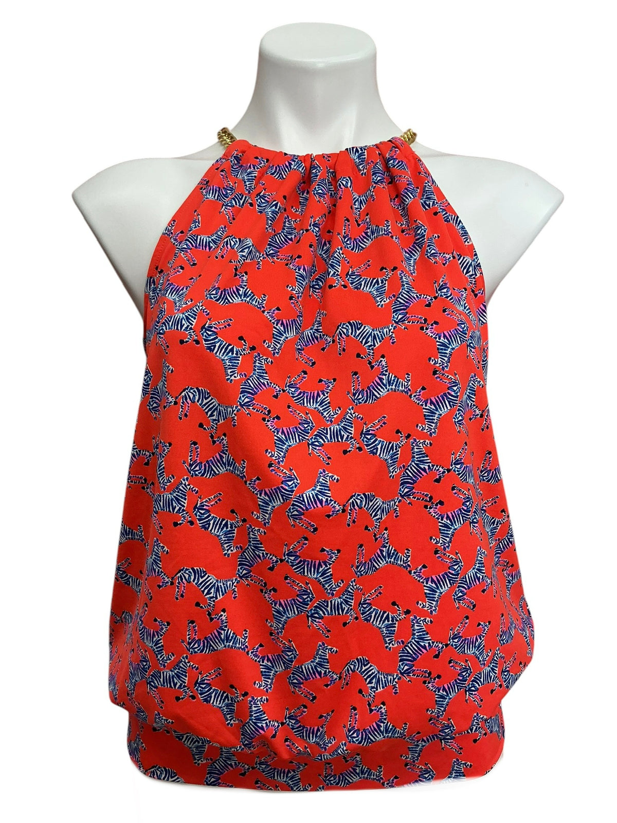 Lilly Pulitzer Bowen Halter Top Picante Coral Heebee Zeebees - Size S