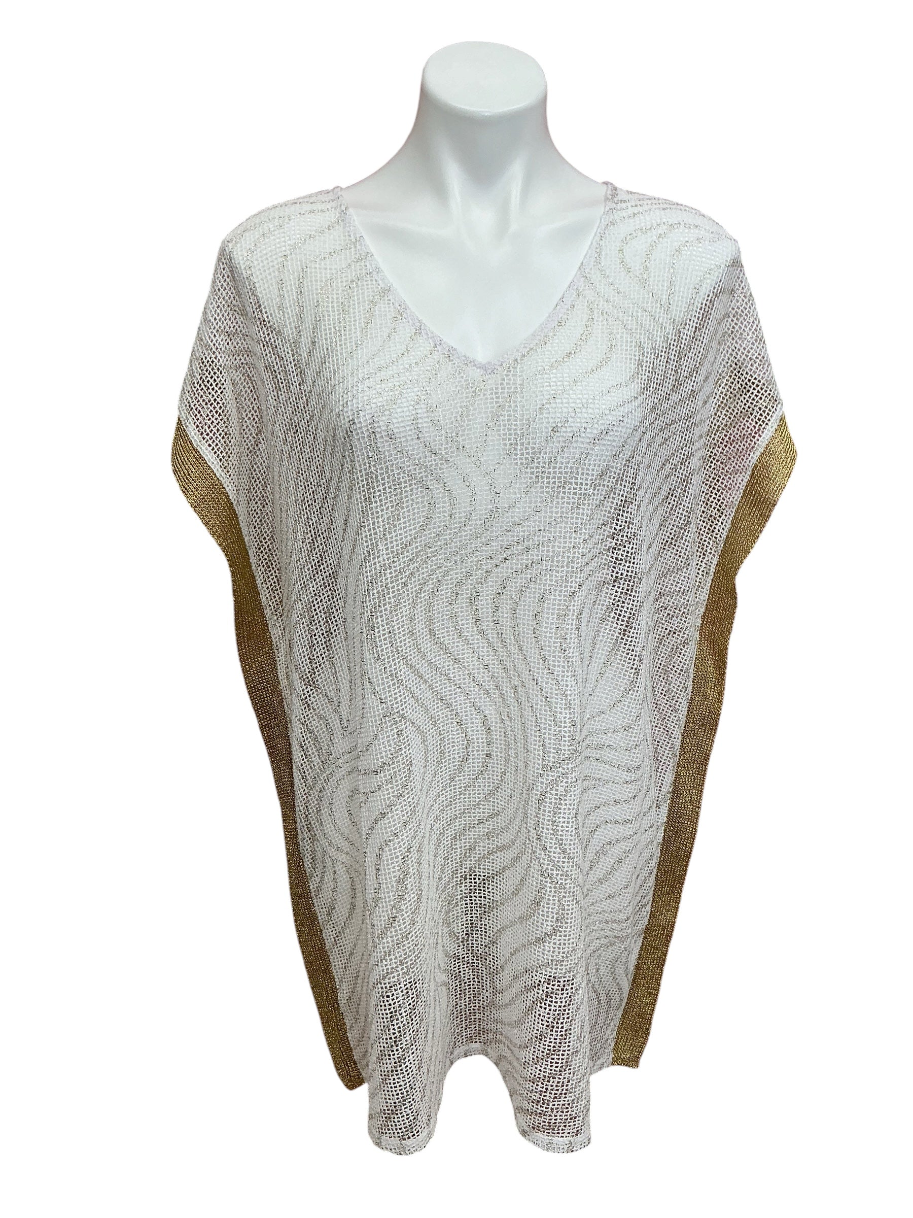 Lilly Pulitzer Ellio Mesh Cover Up Resort White Metallic Wave Foil - Size XS