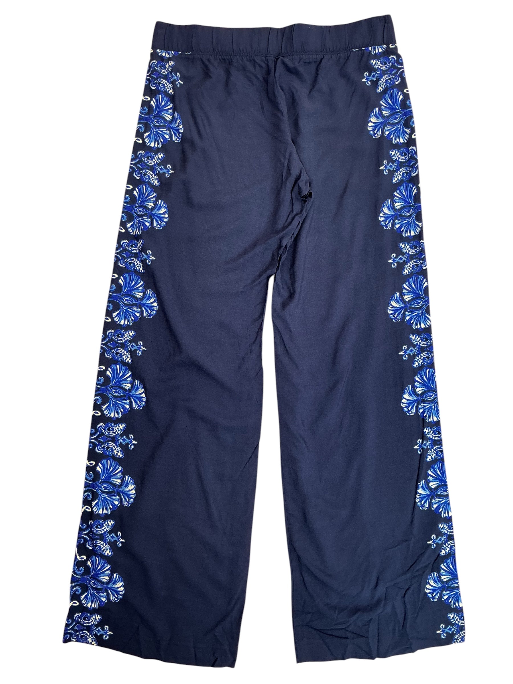 Lilly Pulitzer Palazzo Pants Low Tide Navy Bouquet All Day - Size M