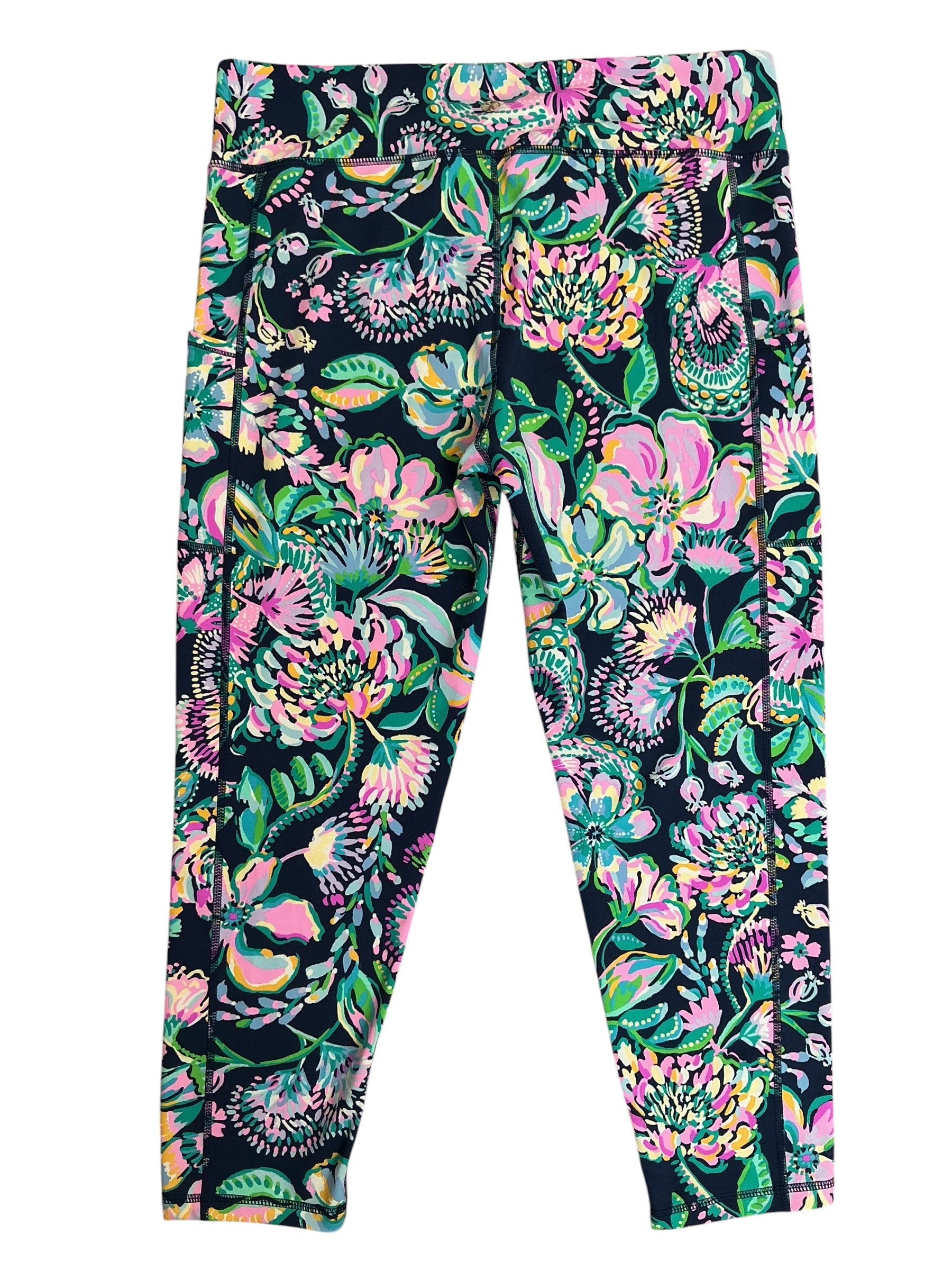 Lilly Pulitzer Luxletic Weekender Midi Leggings High Tide Navy She’s Got Sol - Size XL