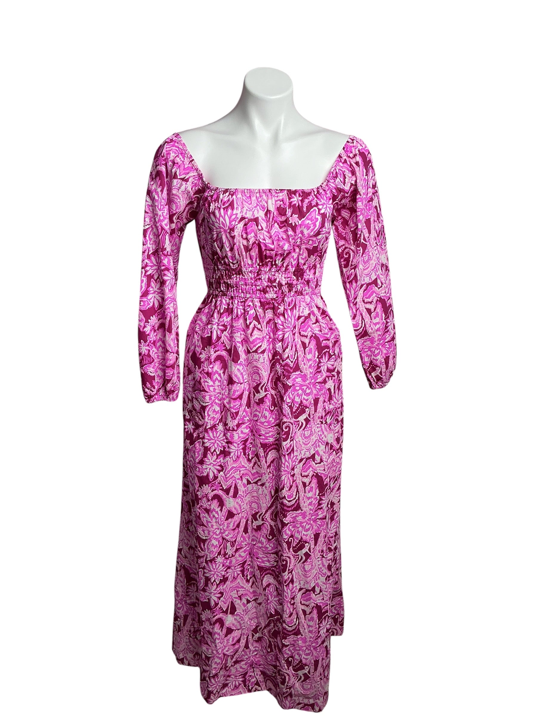 maxi green dress with sleeves Umgee Floral Print Tiered Maxi Dress in Green Mix S