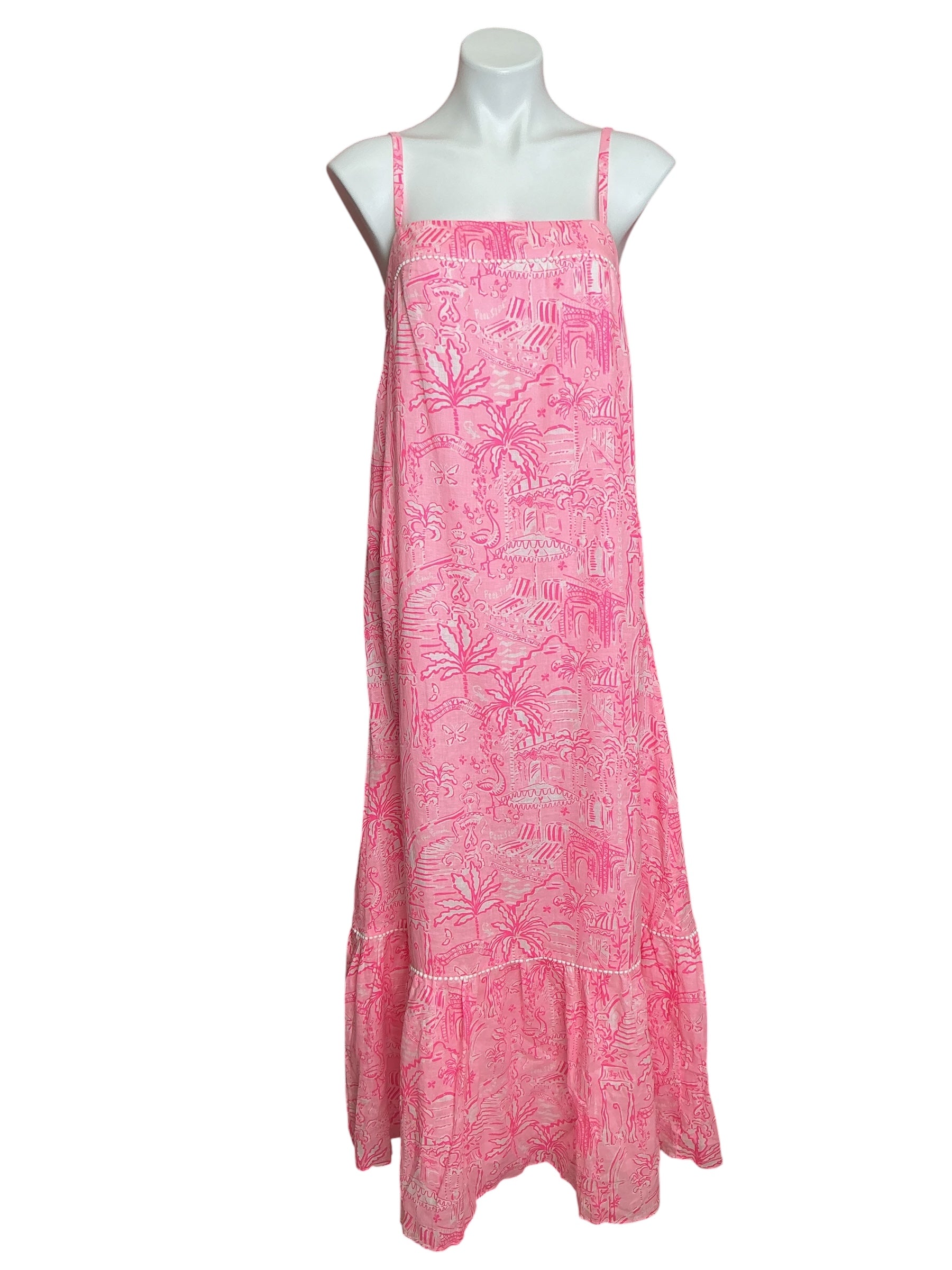 Lilly Pulitzer NWT Rozalie Linen Maxi Dress Conch Shell Pink Pennys Playground - Size 6