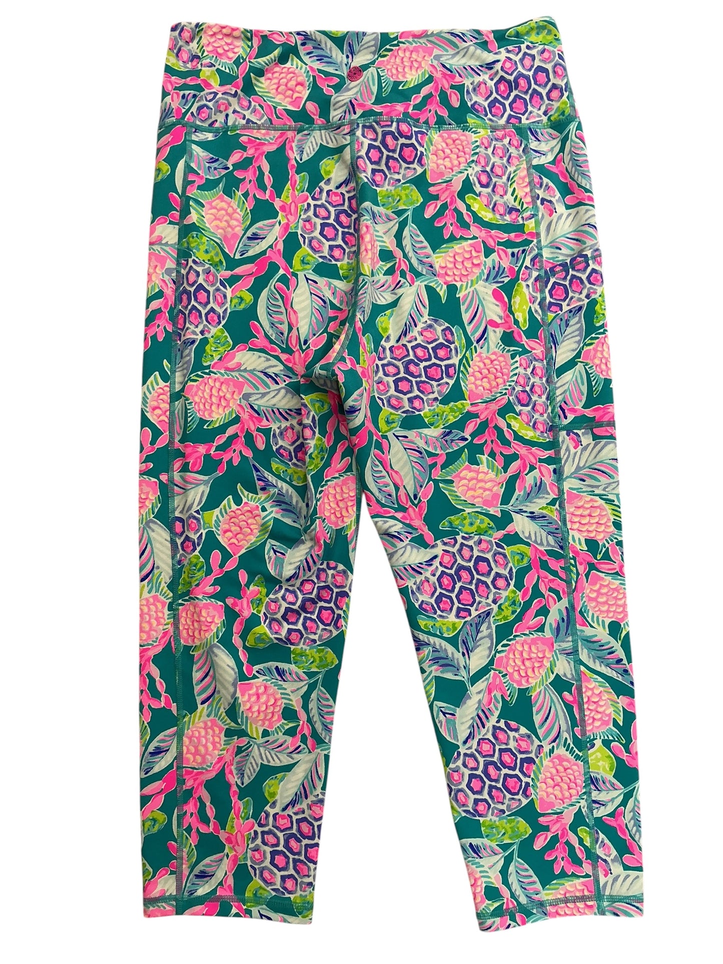 Lilly Pulitzer Weekender High Rise Crop Leggings Maldives Green Turtle Wave - Size XL