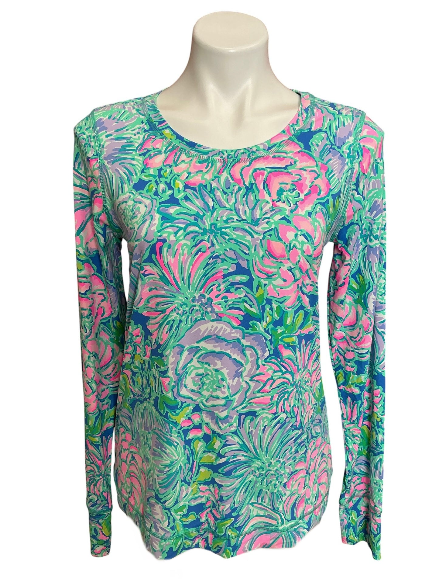 Lilly Pulitzer NWT Renay Sunguard UPF 50+ Top Multi In Full Bloom - Size L