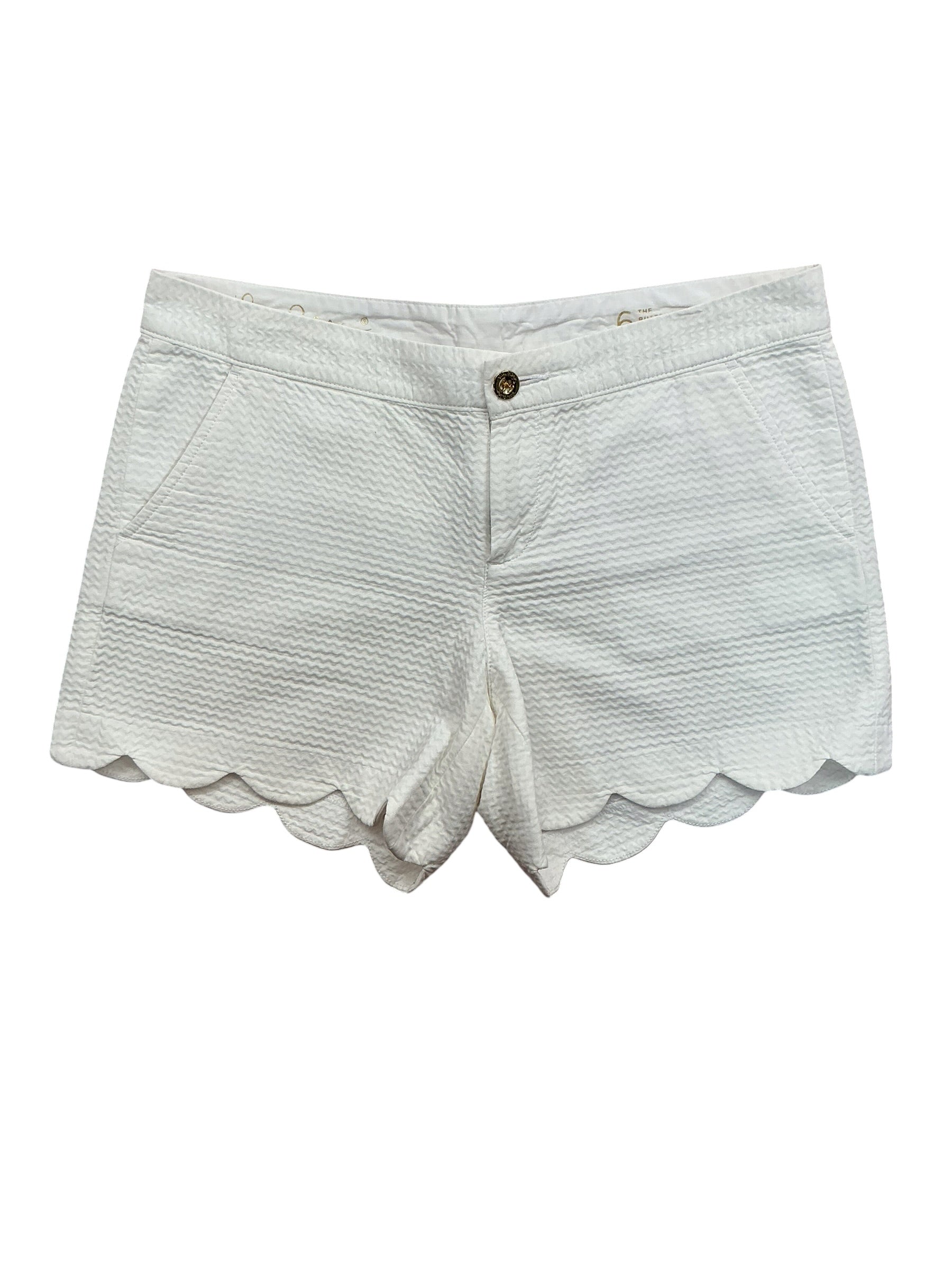 Lilly Pulitzer Buttercup Shorts Resort White Seersucker - Size 6