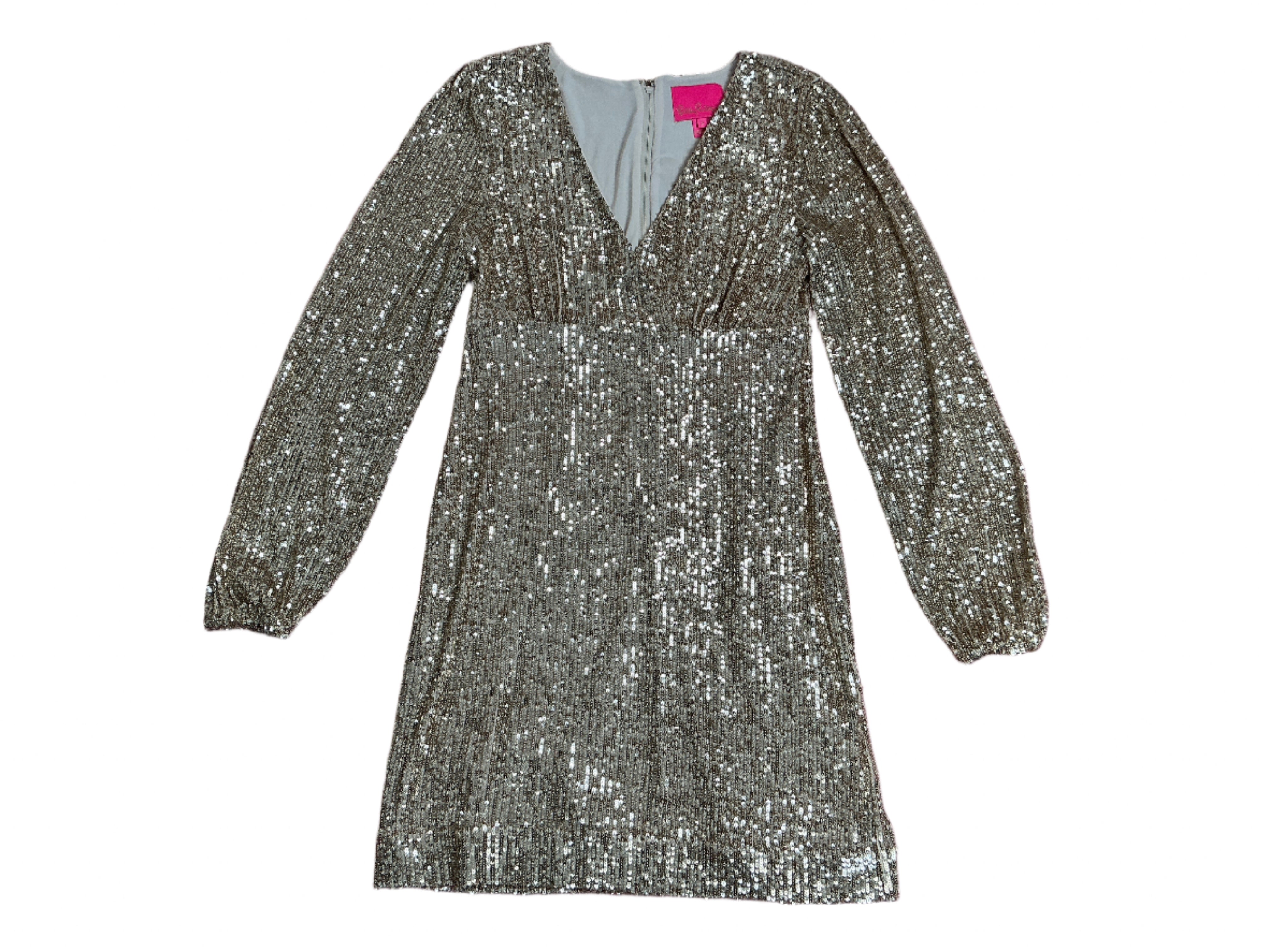 Lilly Pulitzer Reagan Long Sleeve Dress - Gold Metallic Treasure Box Sequin - Size - 2