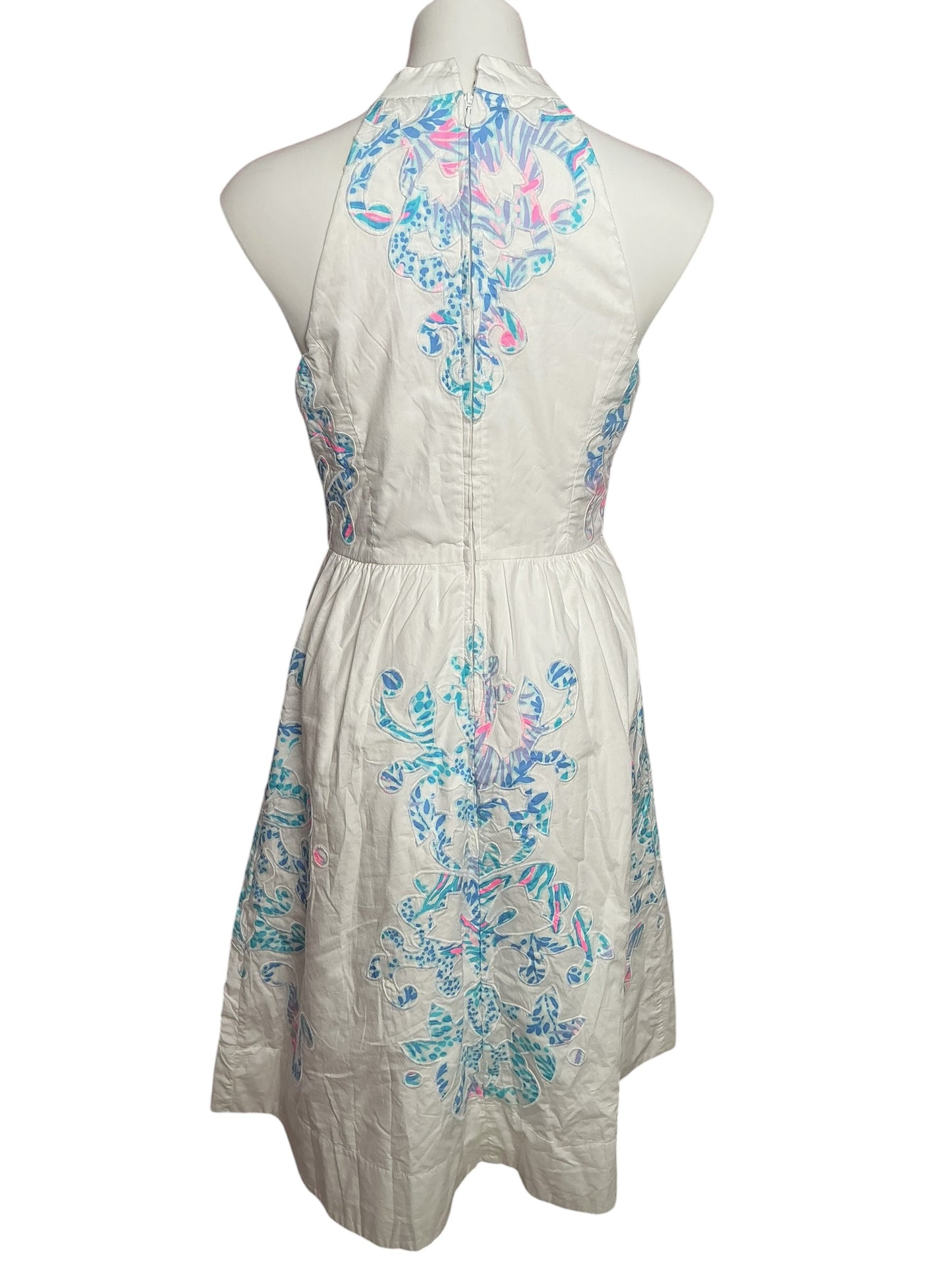 Lilly Pulitzer Gianne Midi Dress Resort White Gianne Dress Applique Layout - Size 4 As Is